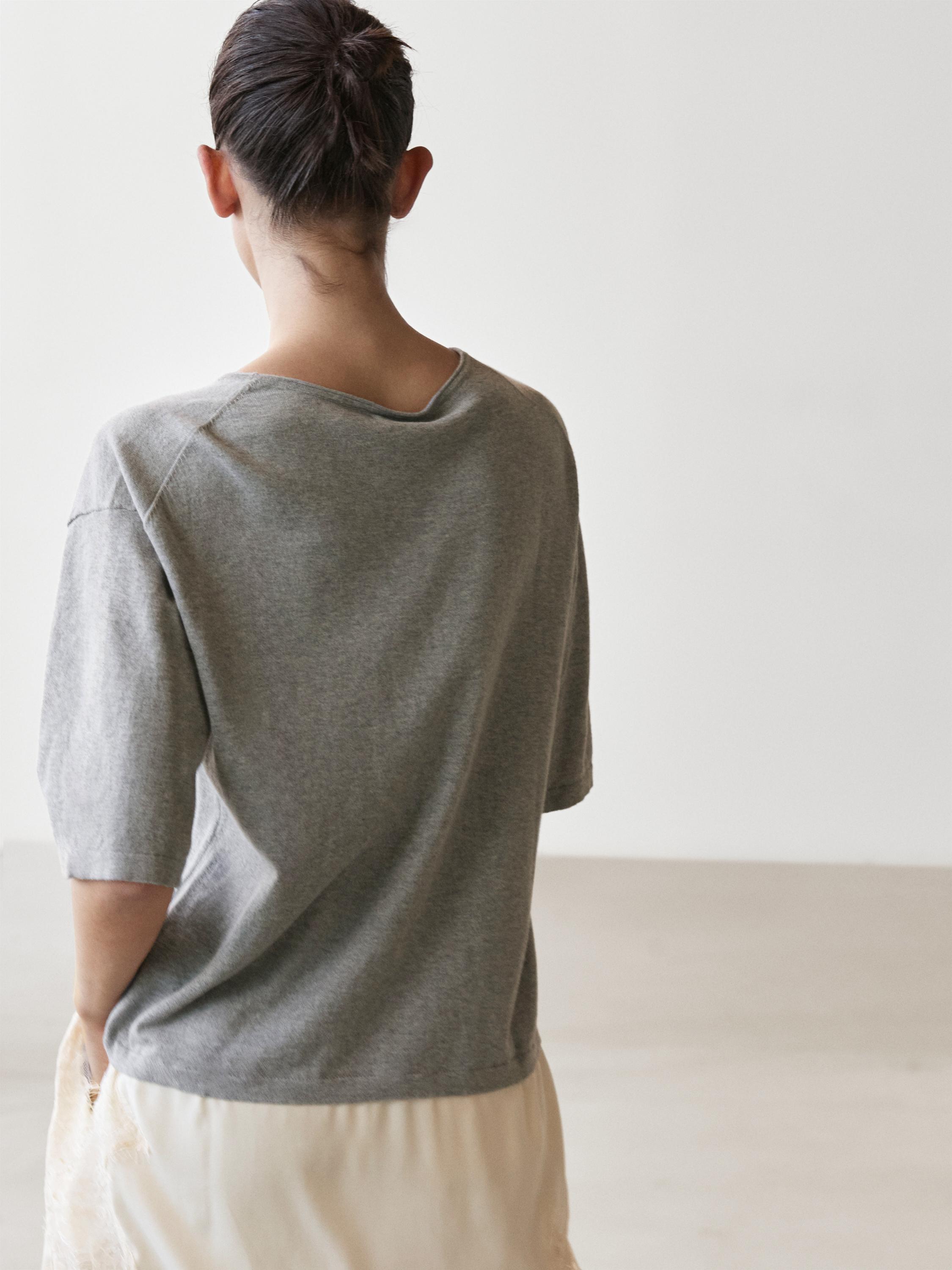Sweater with contrast lace detail — MEDIUM GREY