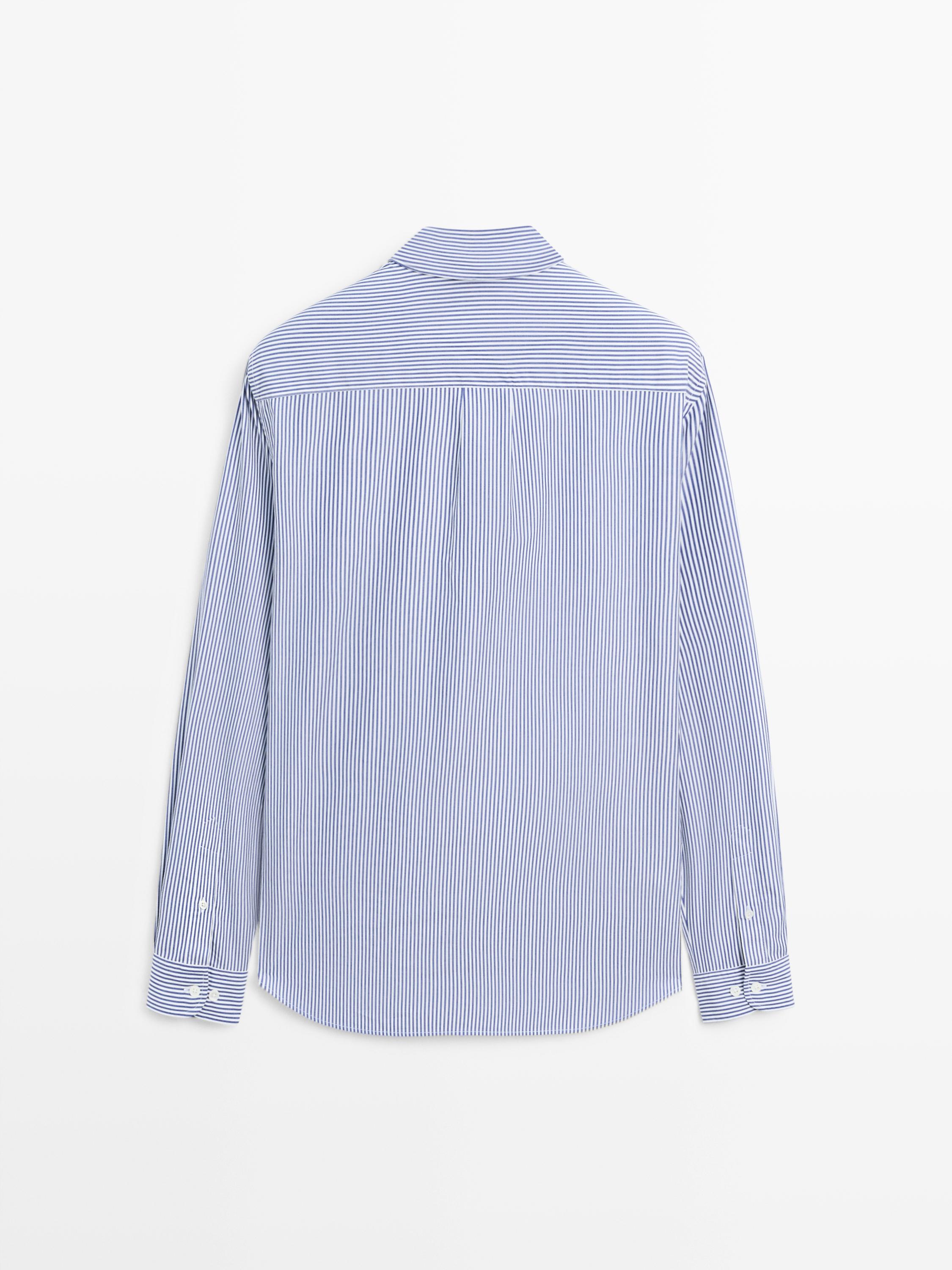 Regular fit striped shirt with button-down collar