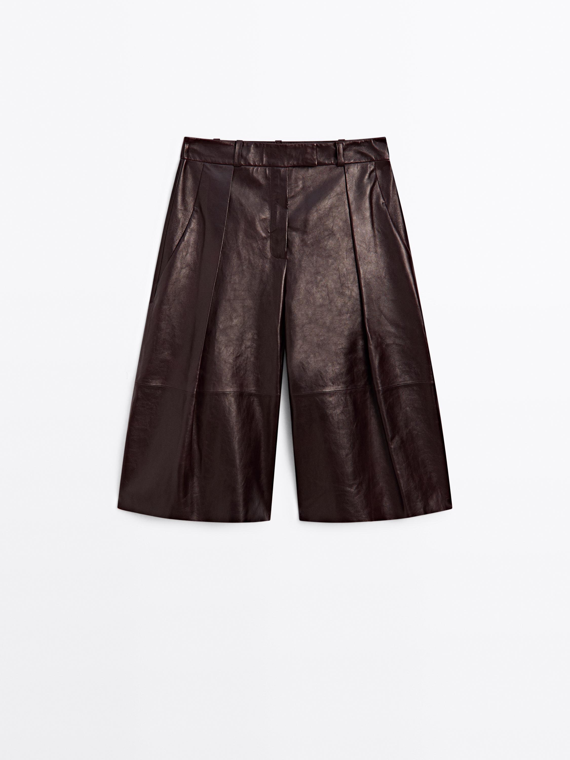 Nappa leather Bermuda shorts with darts - STUDIO