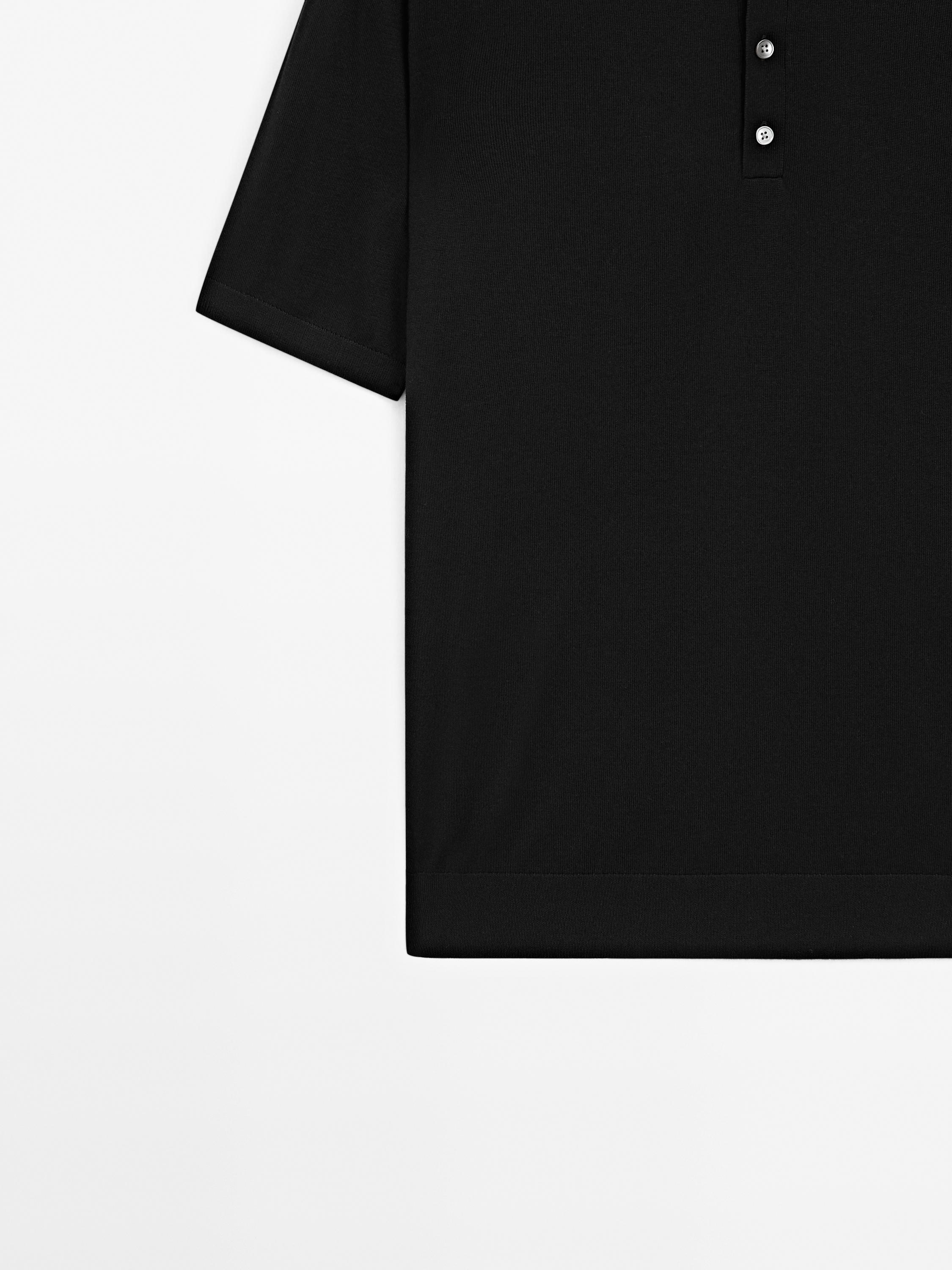 Cotton blend knit polo shirt