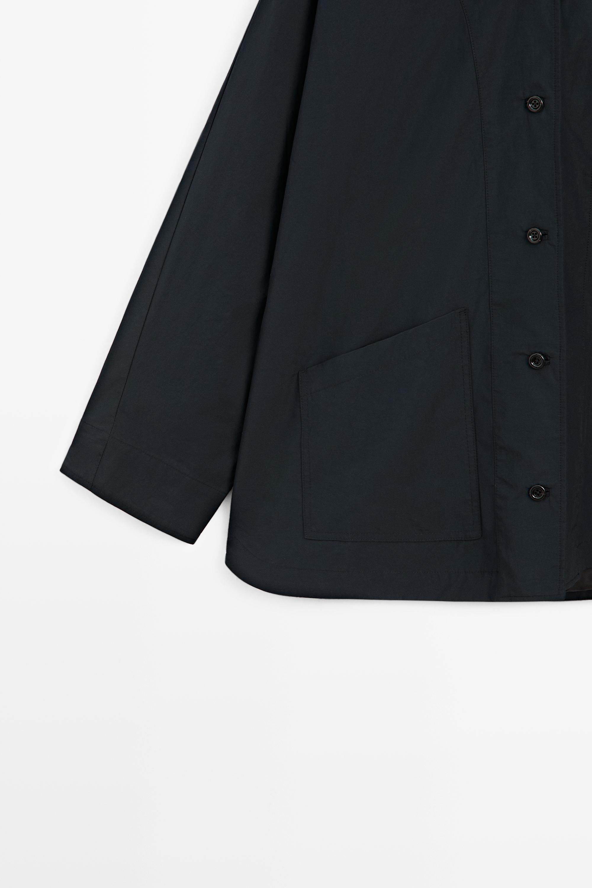 Jacket with buttoned collar strap — DEEP BLUE