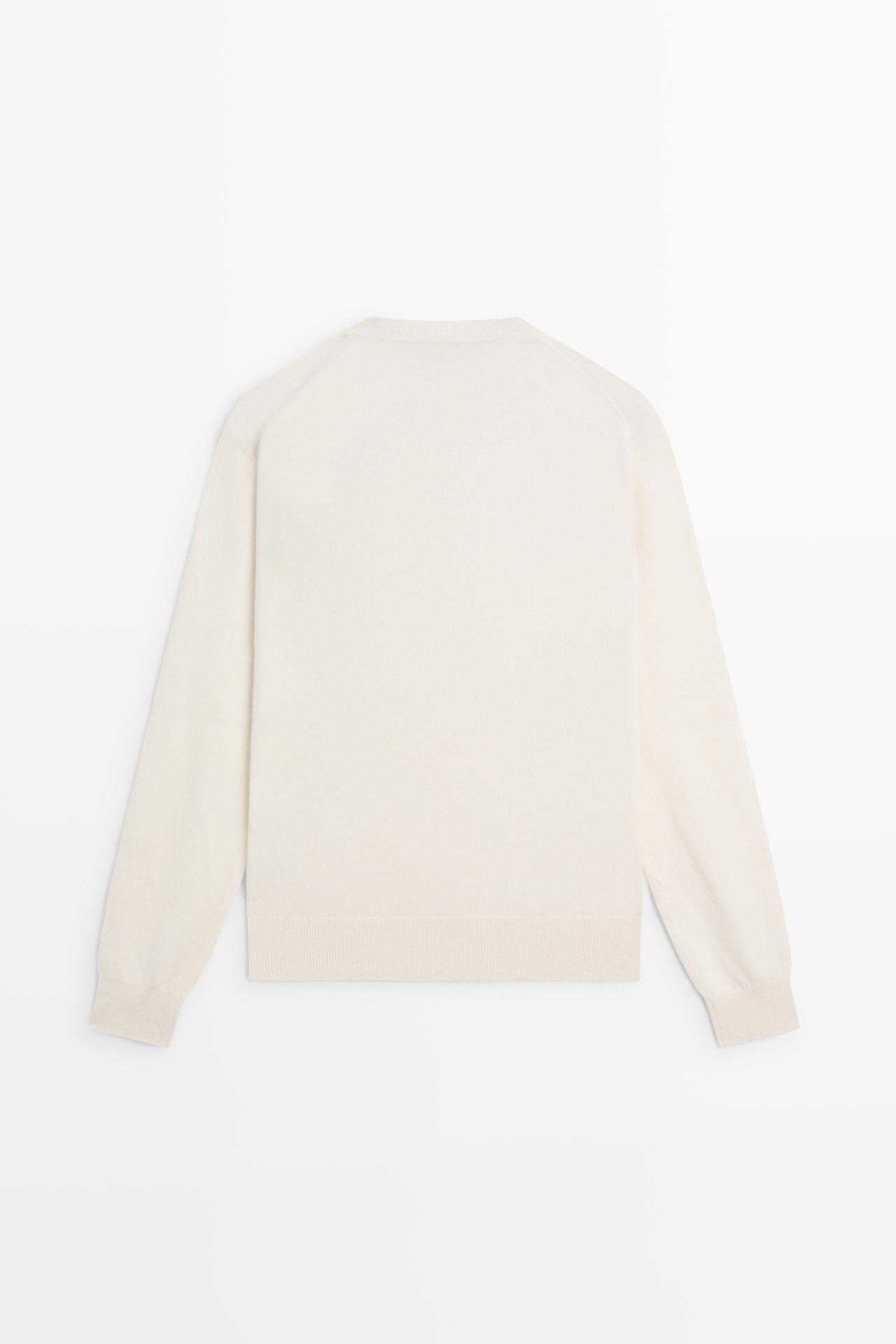 100% cashmere knit sweater — CREAM