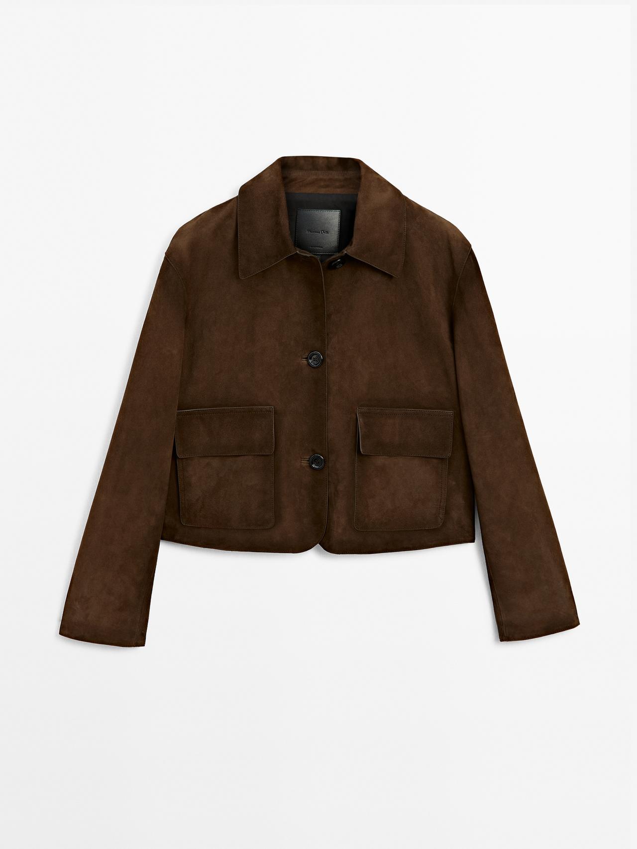 Massimo Dutti - Dame - Jakke I Ruskind Med Lommer - Brun - S