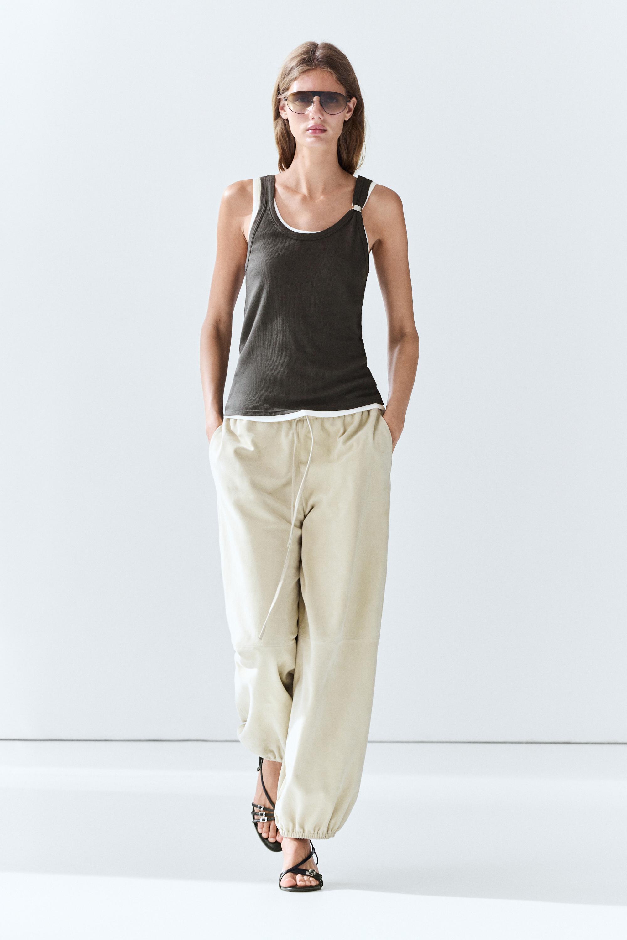Maglietta Doppia Con Spalline E Dettaglio Gioiello - Marrone - Xs - Massimo Dutti - Female-image