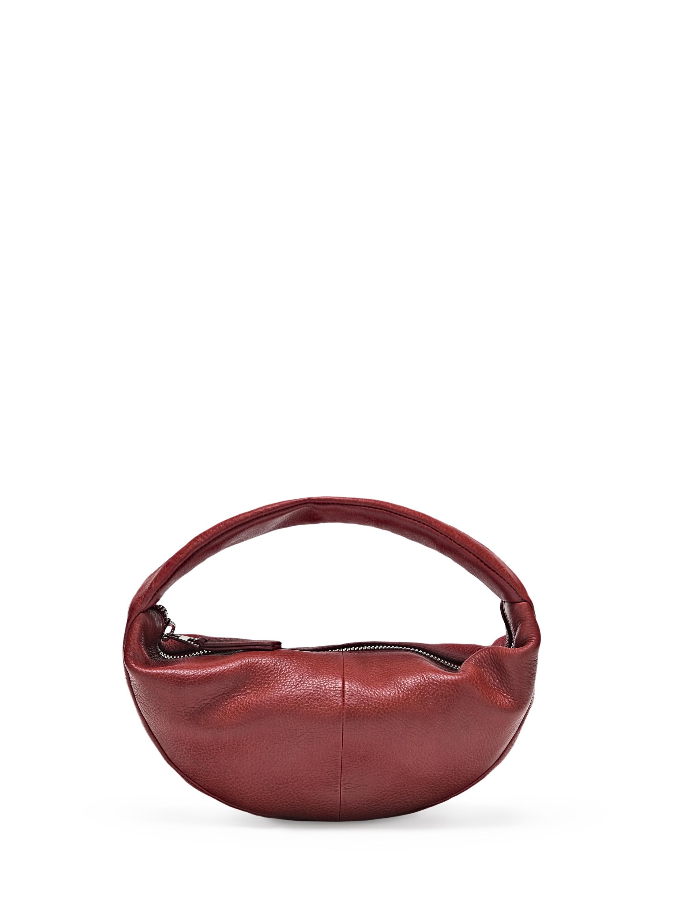 Mini nappa leather half-moon bag — RED