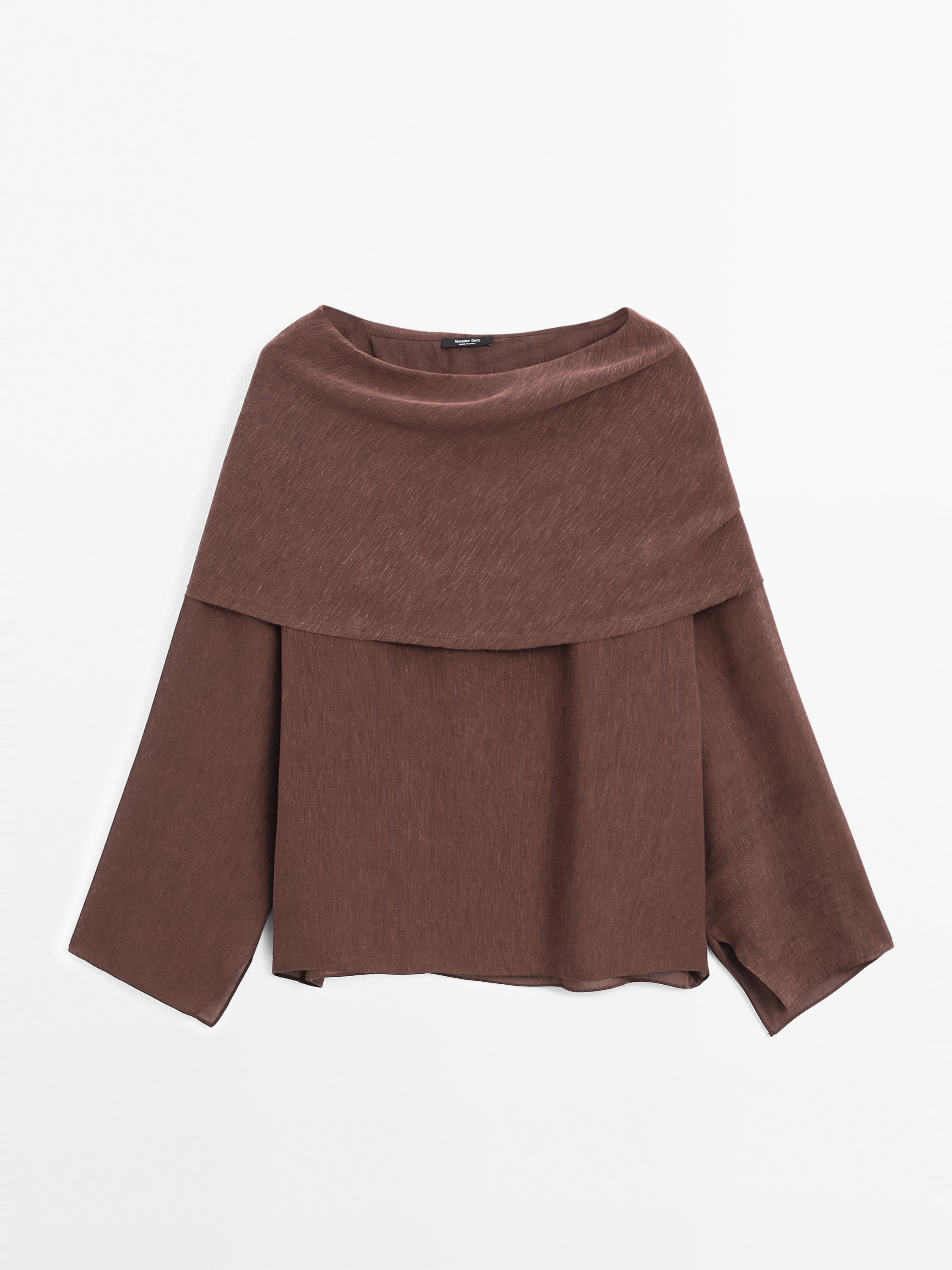 Blouse in capestijl van linnenmix