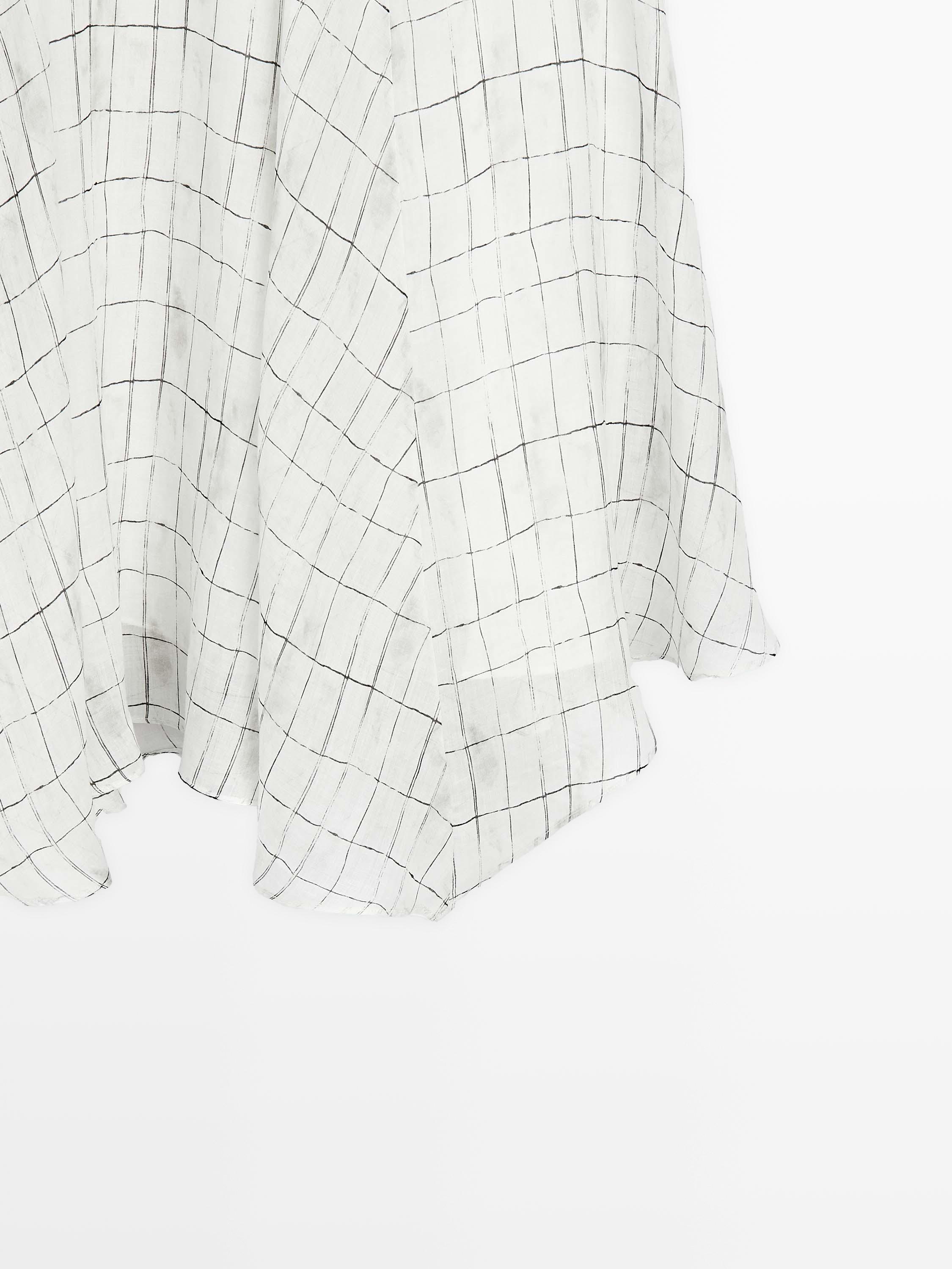 Flowing check midi skirt