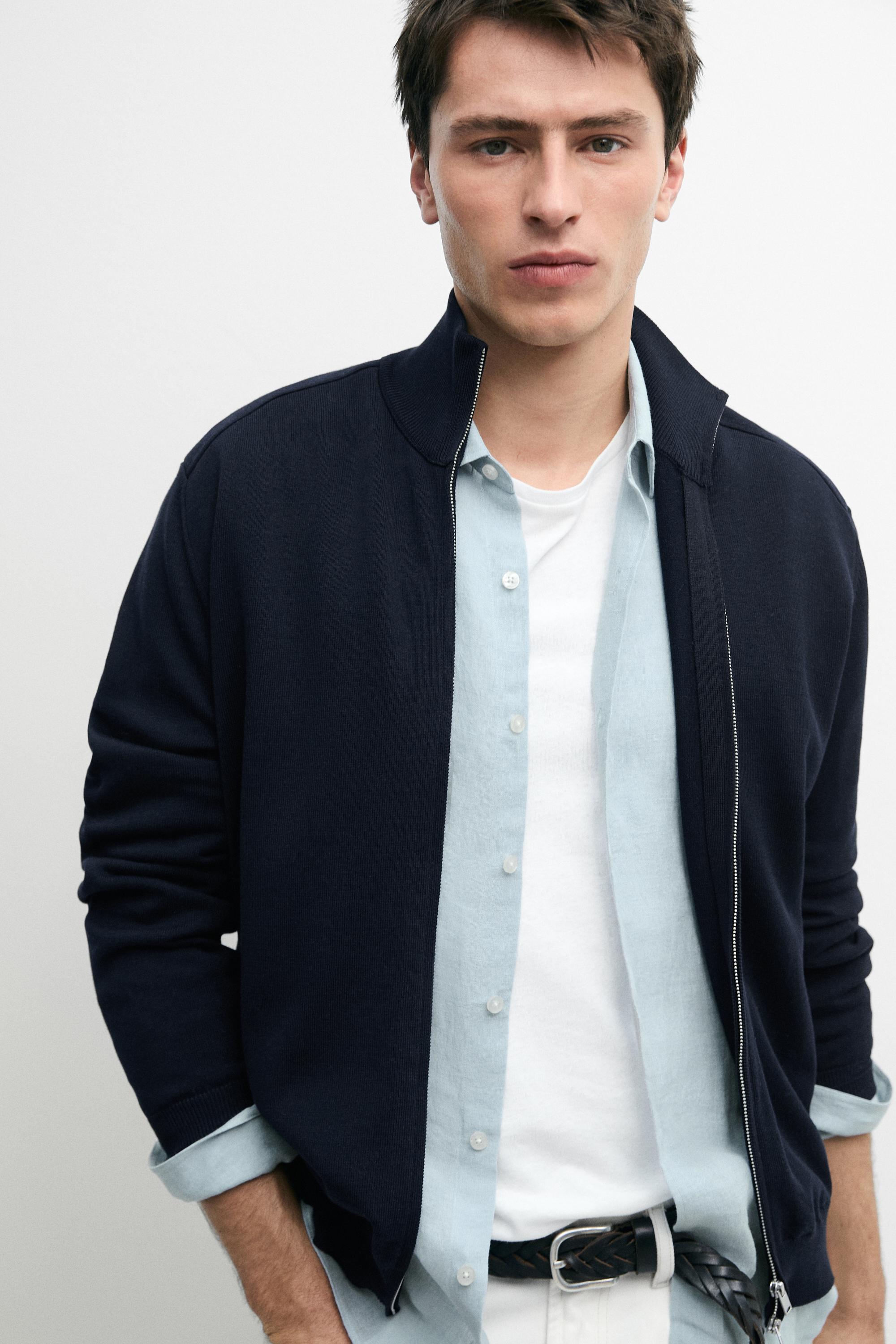 Cardigan i bomuldsstrik med lynlåslukning