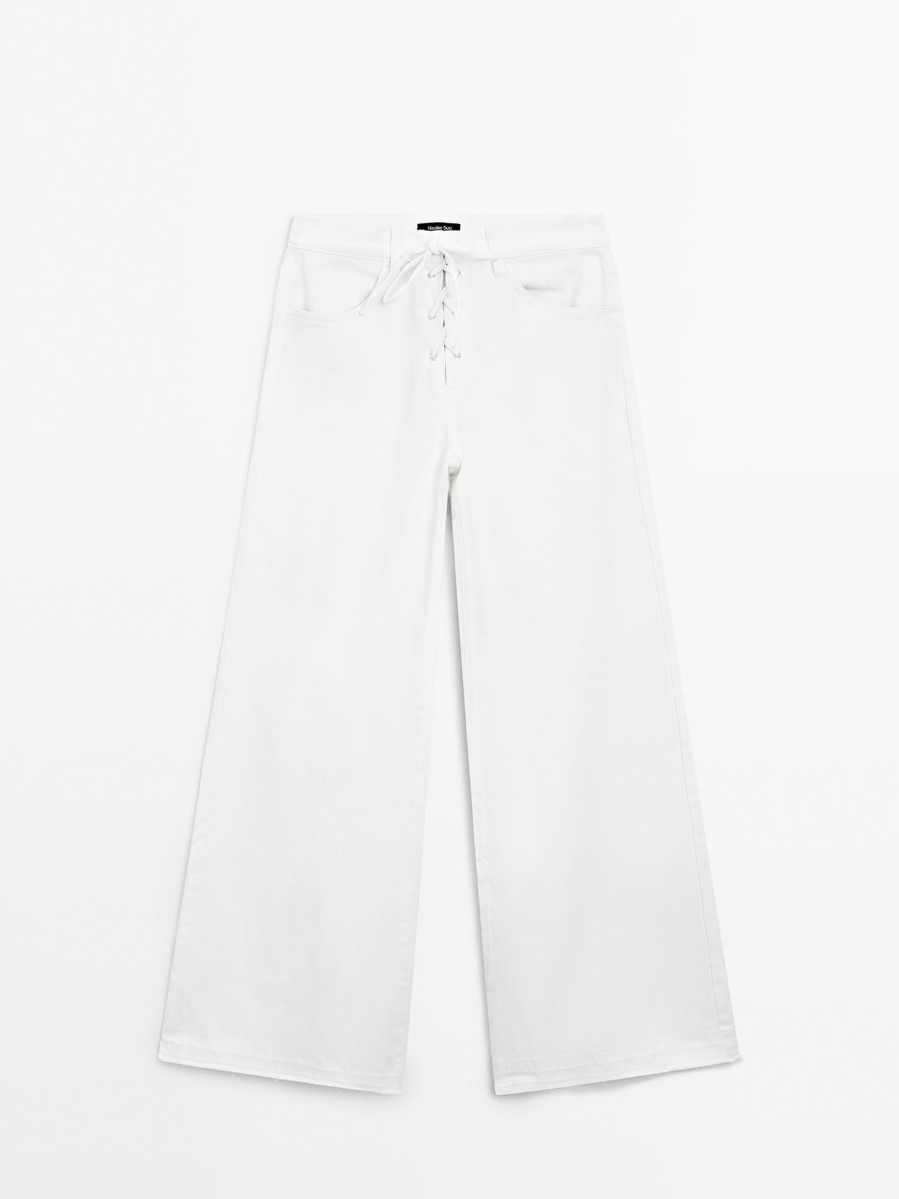 Massimo Dutti - Dame - Højtaljede Jeans Med Svaj - Råhvid - 42