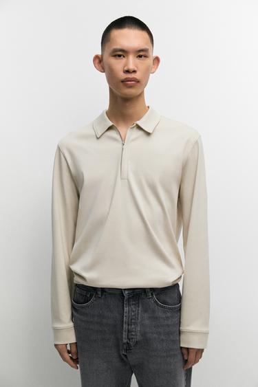 Long sleeve zip detail polo — ICE 3