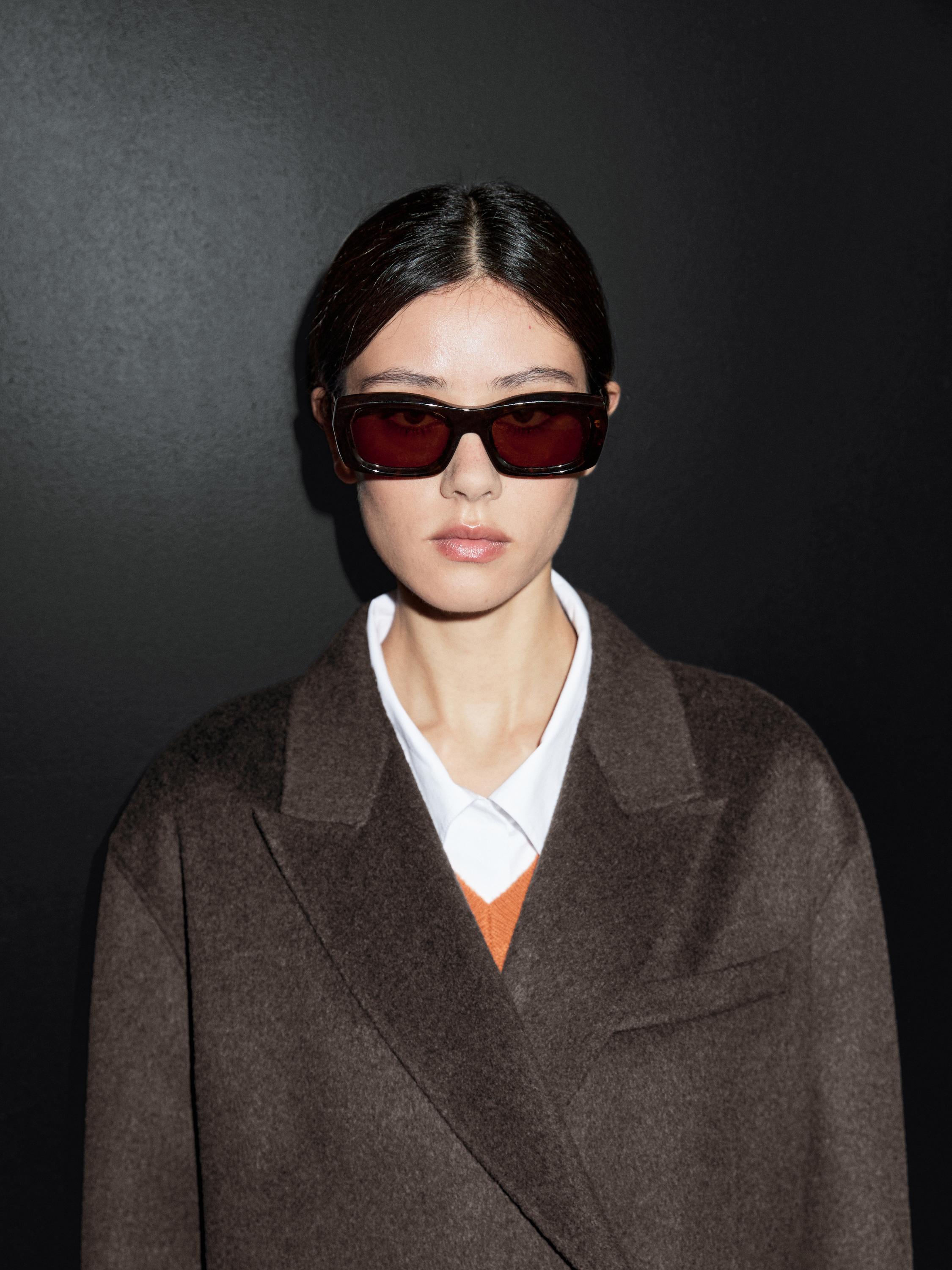 Prodloužený překřížený kabát z vlněné směsi