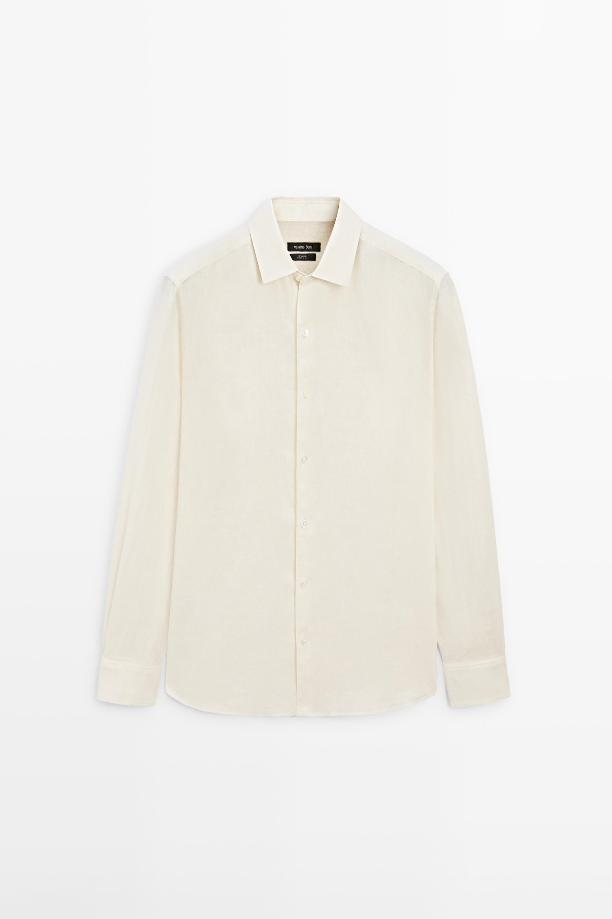 Extra fine regular fit linen shirt — BEIGE