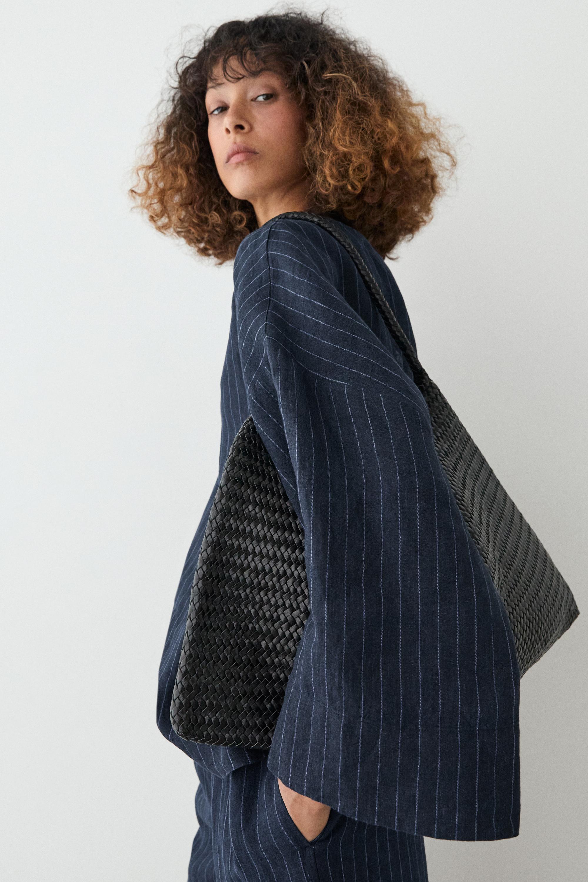 Striped linen sarouel trousers — DARK BLUE