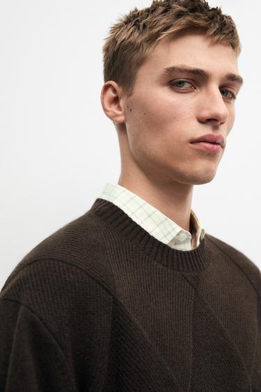 Cashmere-wool blend knit sweater with round neck — KHAKI GREEN 8
