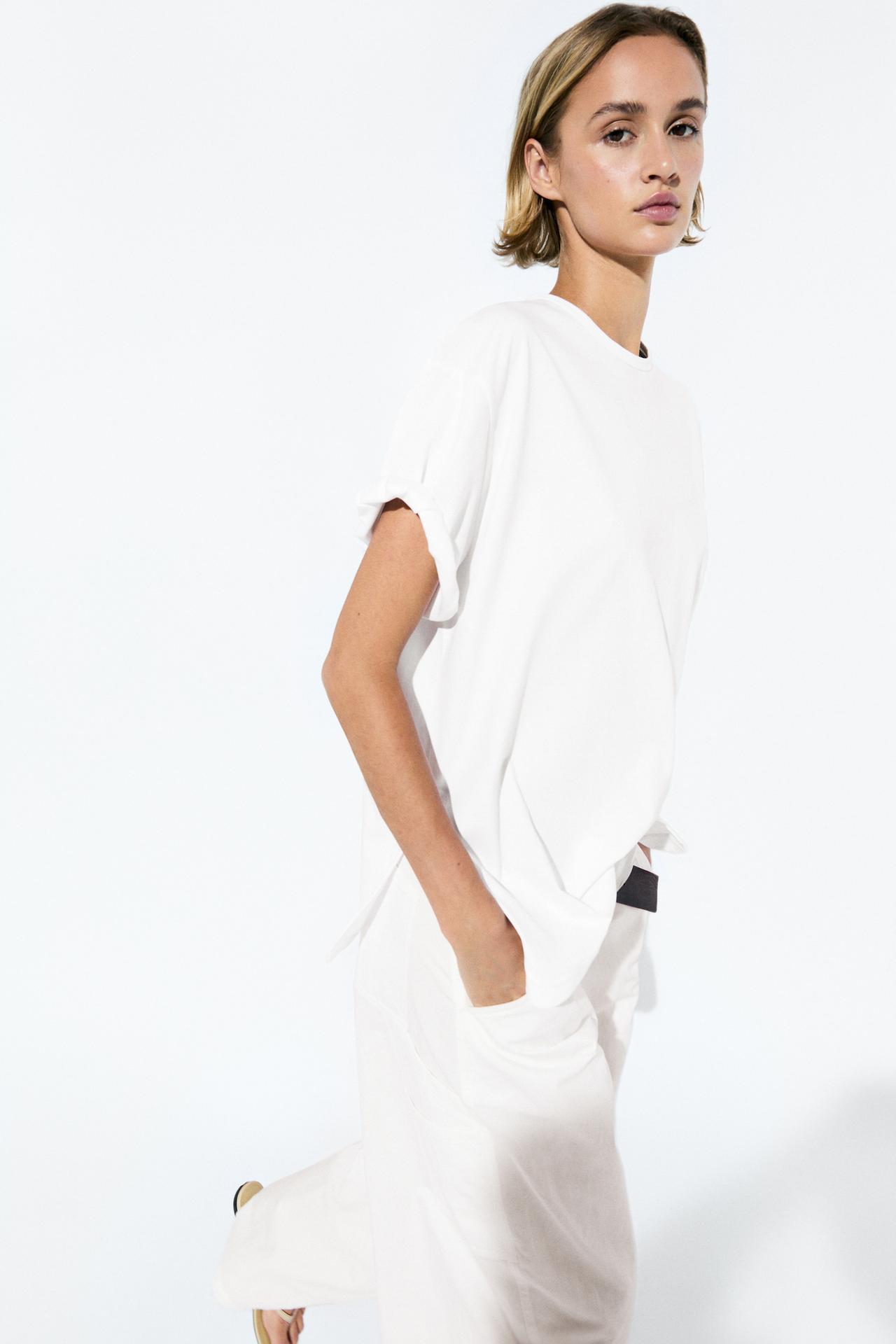 Flowing 100% cotton T-shirt — WHITE