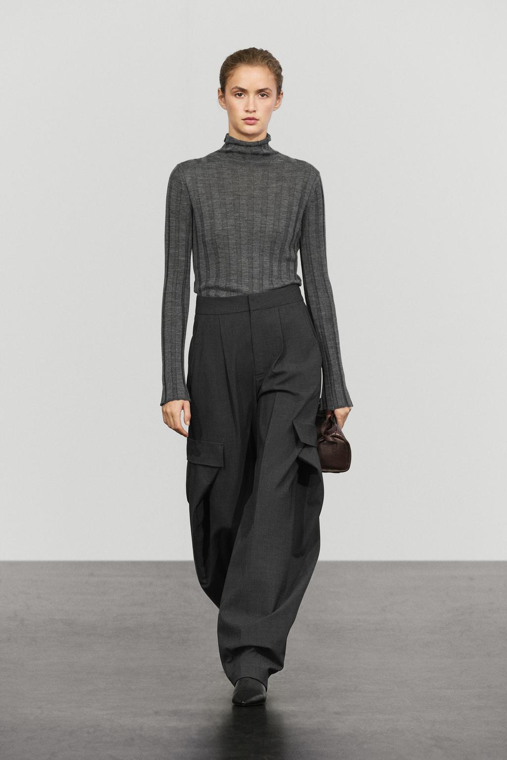 Flannel cargo pants with darts