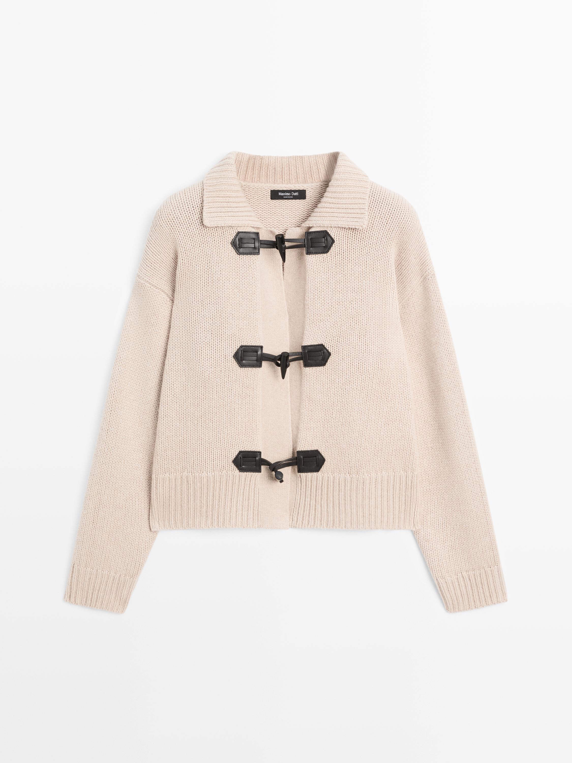Wool blend cardigan with horn button detail