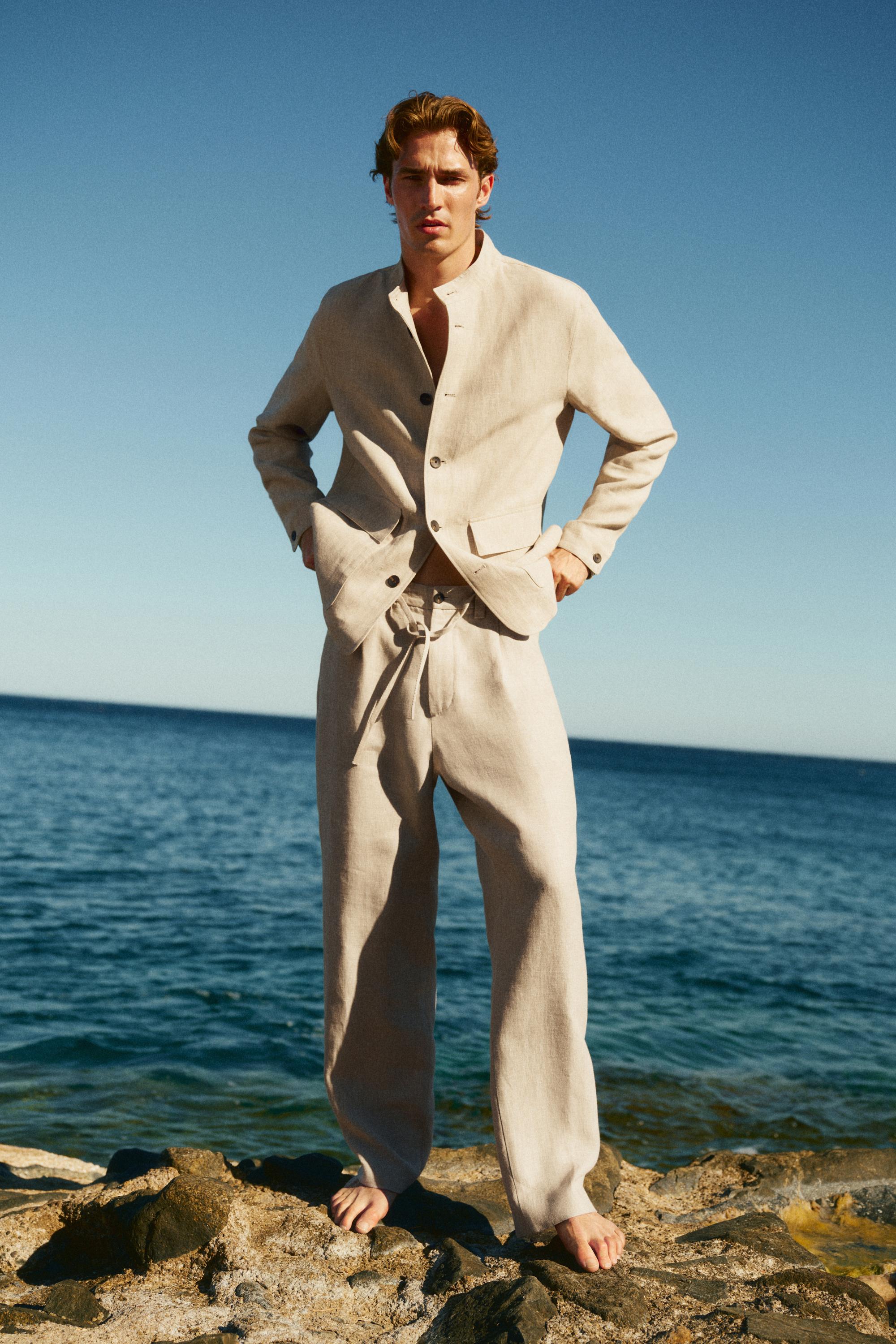 100% linen total look pants — BEIGE