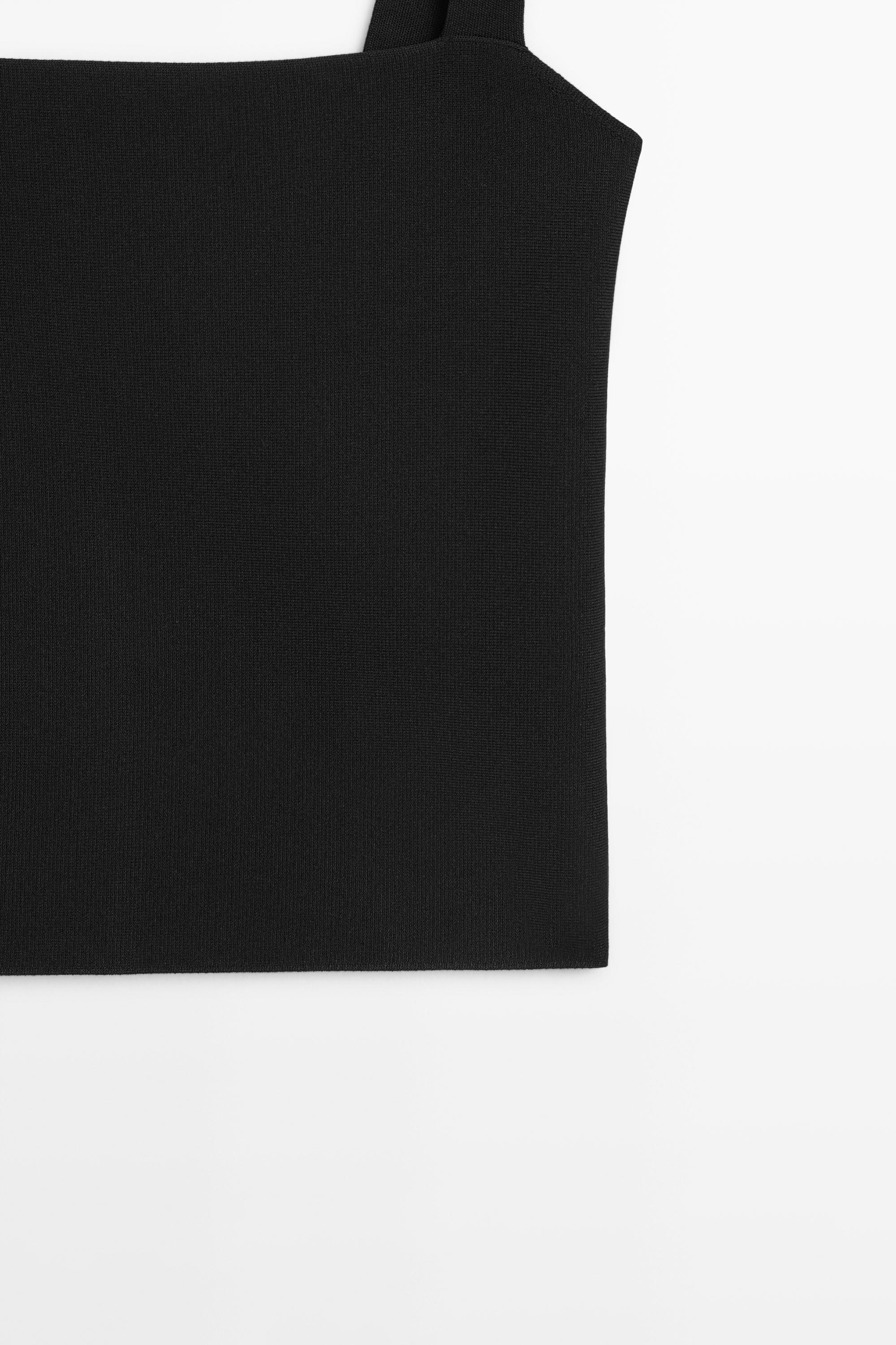 Knit top with a square neckline — BLACK
