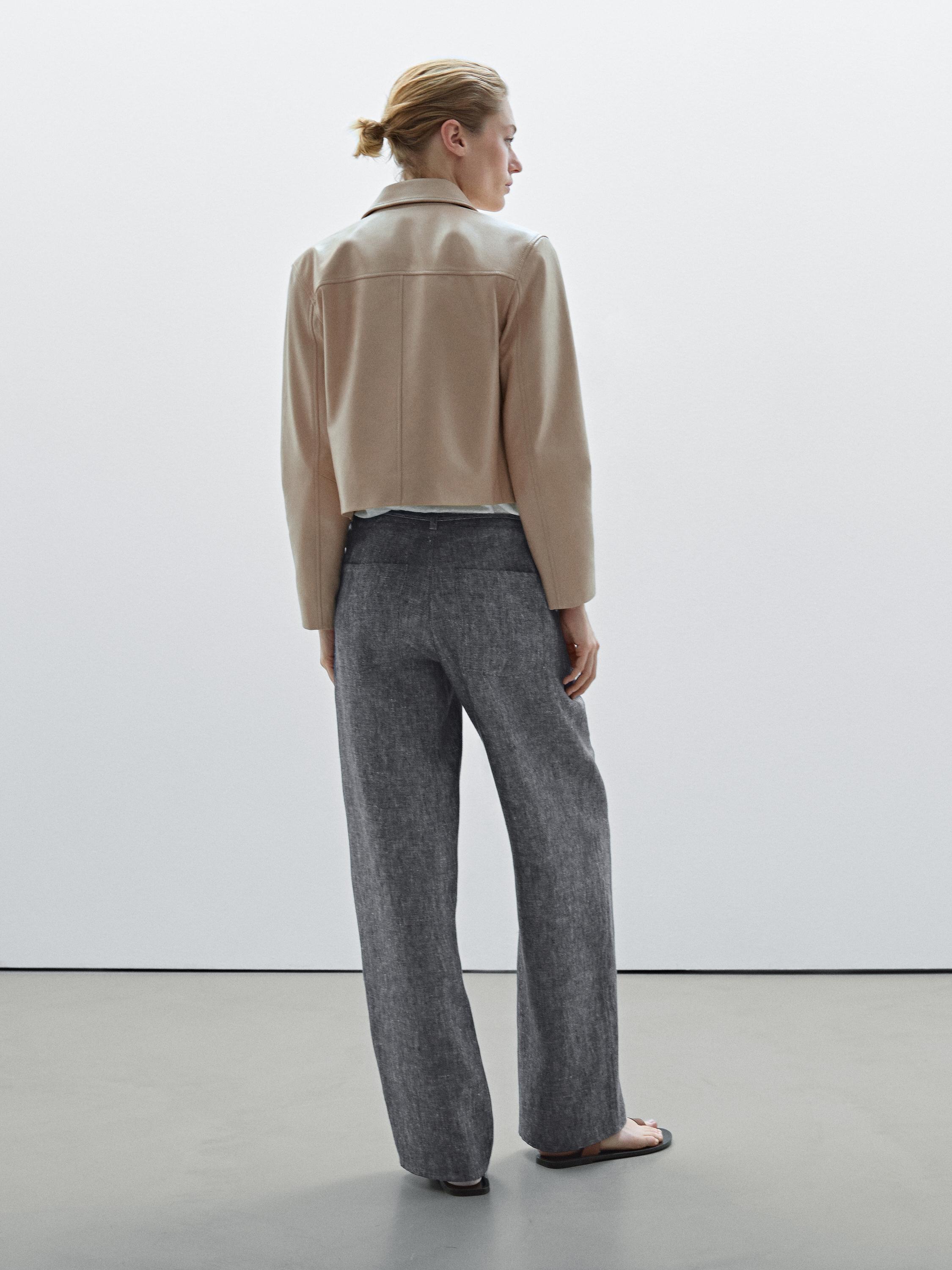 100% linen straight-leg jeans