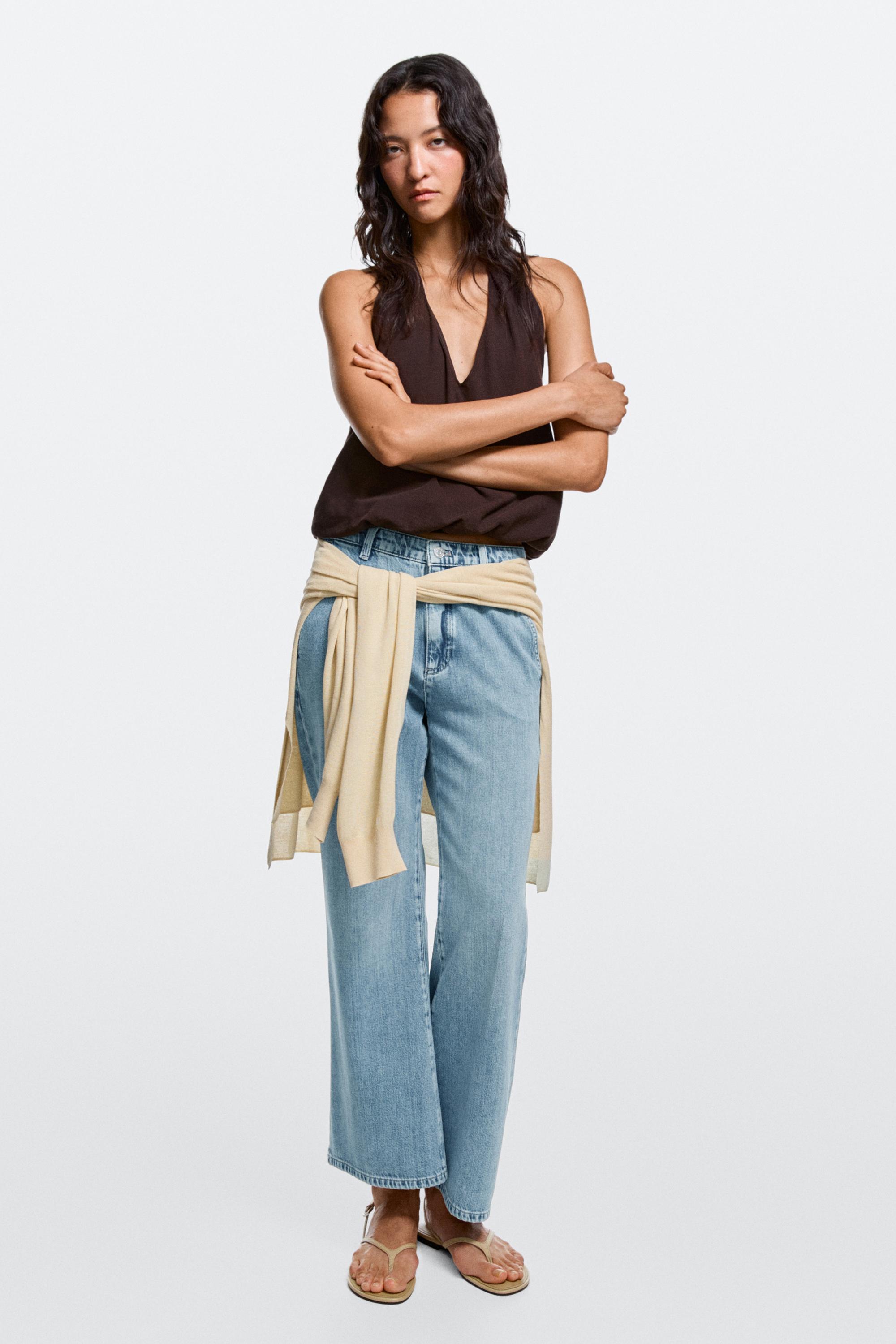 High-waist cropped flare jeans — Light Blue