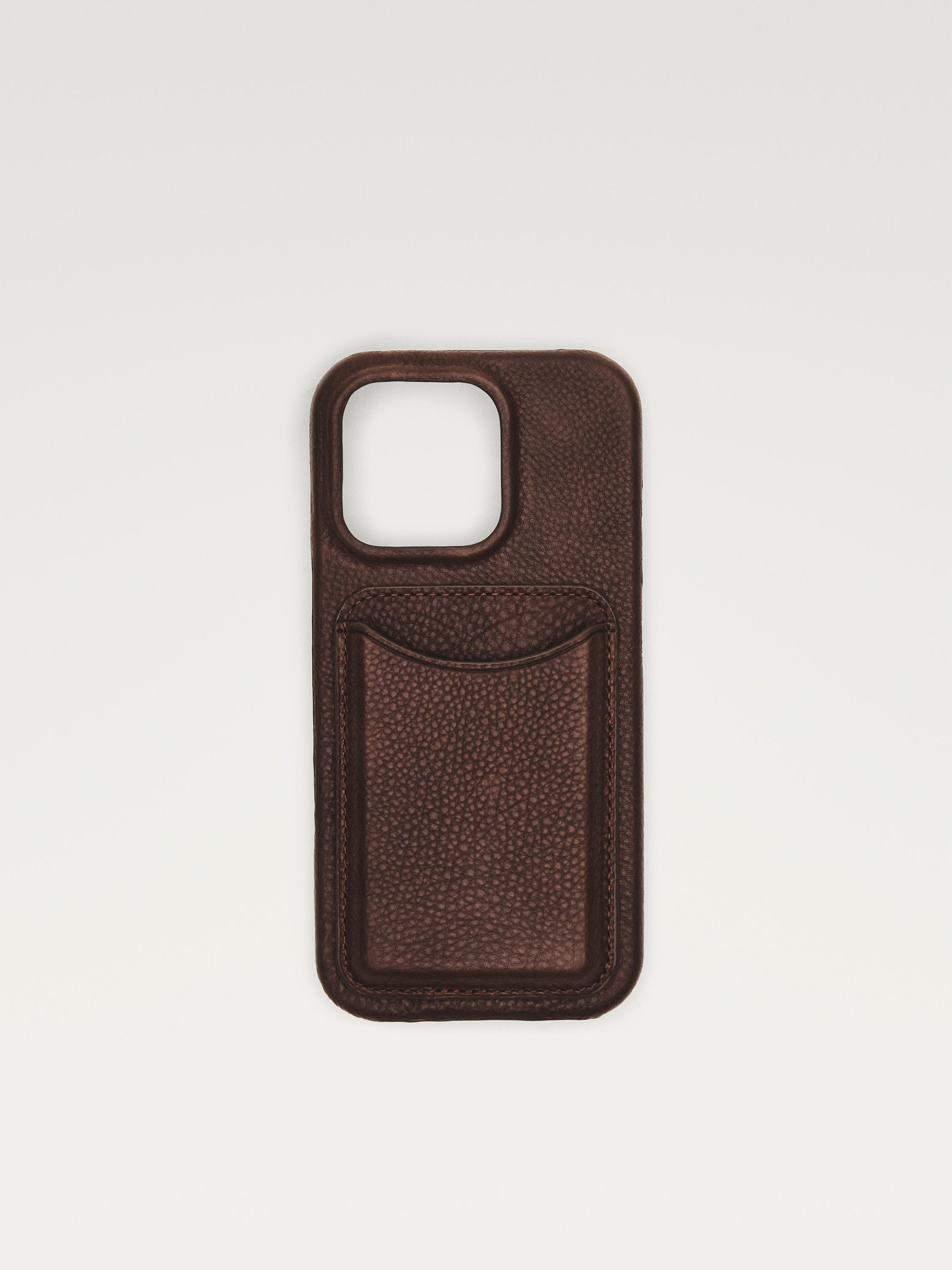 Nappa leather iPhone 16 Pro case — BROWN