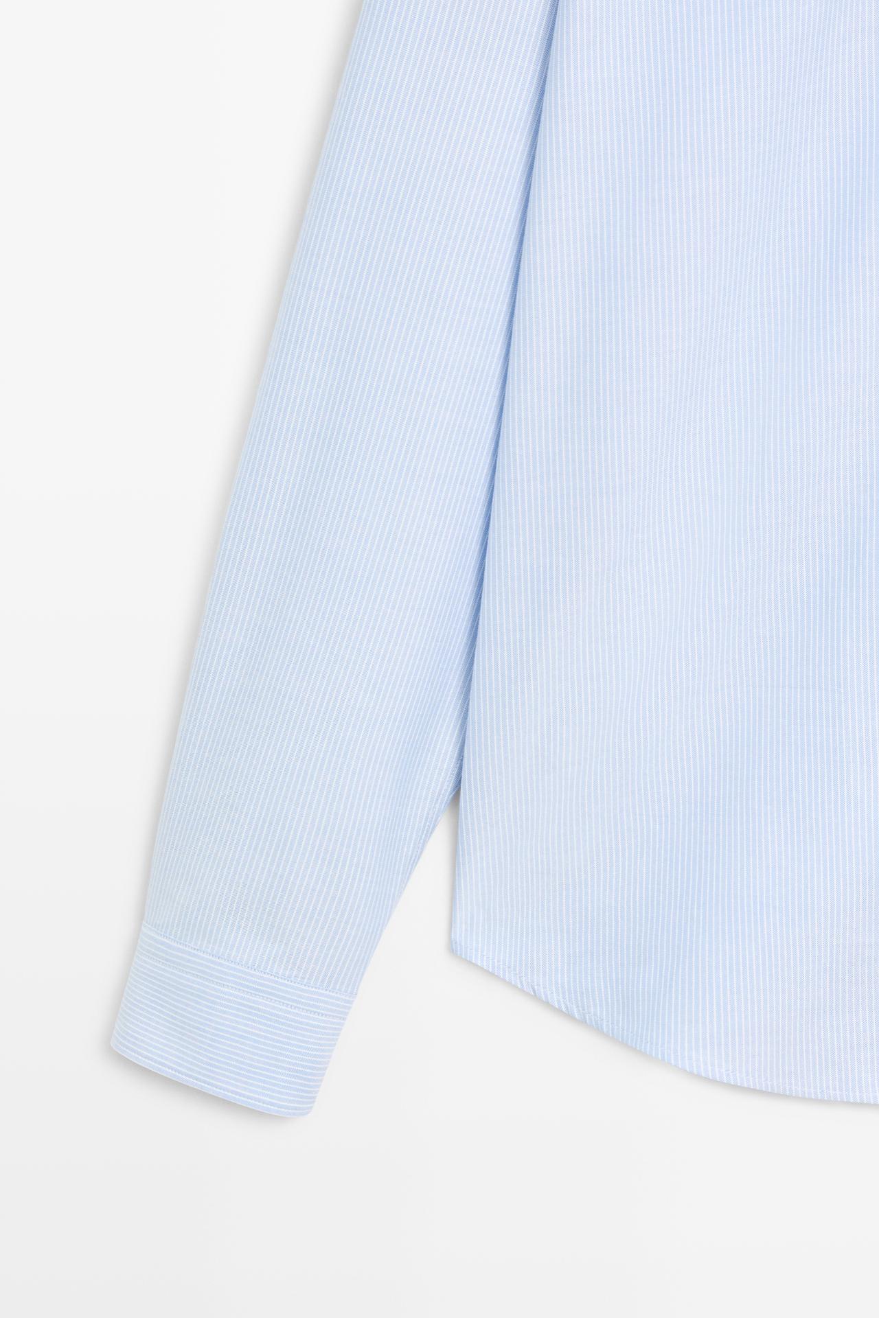 100% cotton regular fit striped shirt — DEEP BLUE