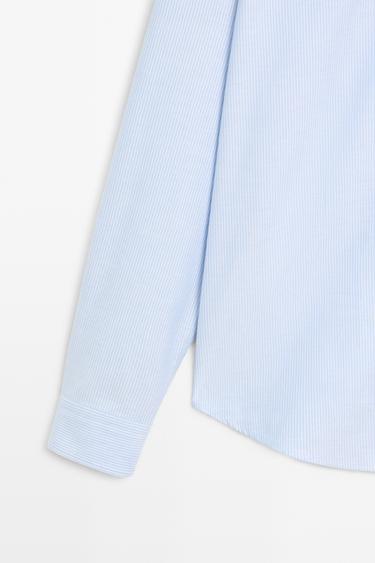 100% cotton regular fit striped shirt — DEEP BLUE 7