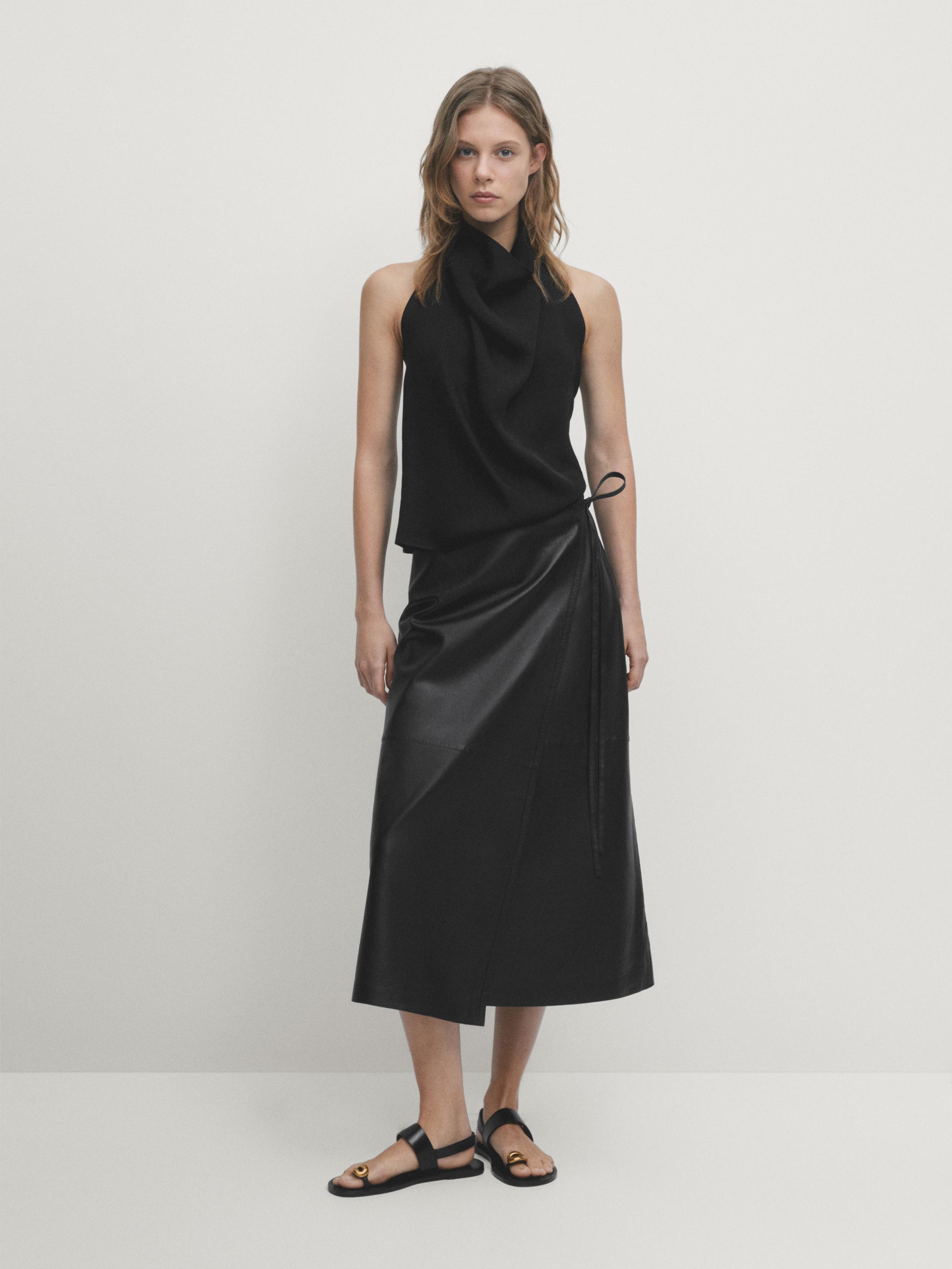 Halter top with gathered detail