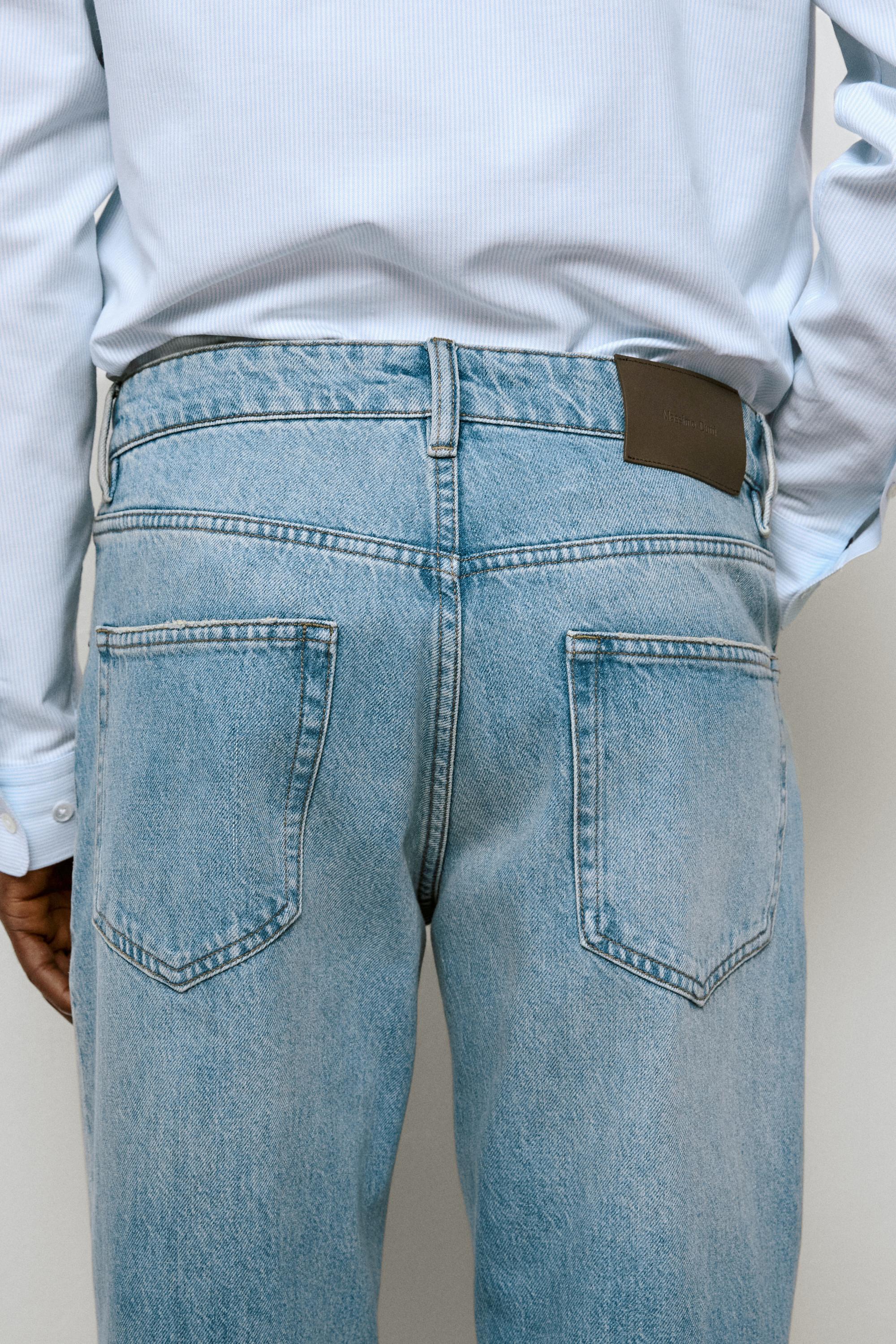 Bleach washed tapered fit jeans — Light Blue