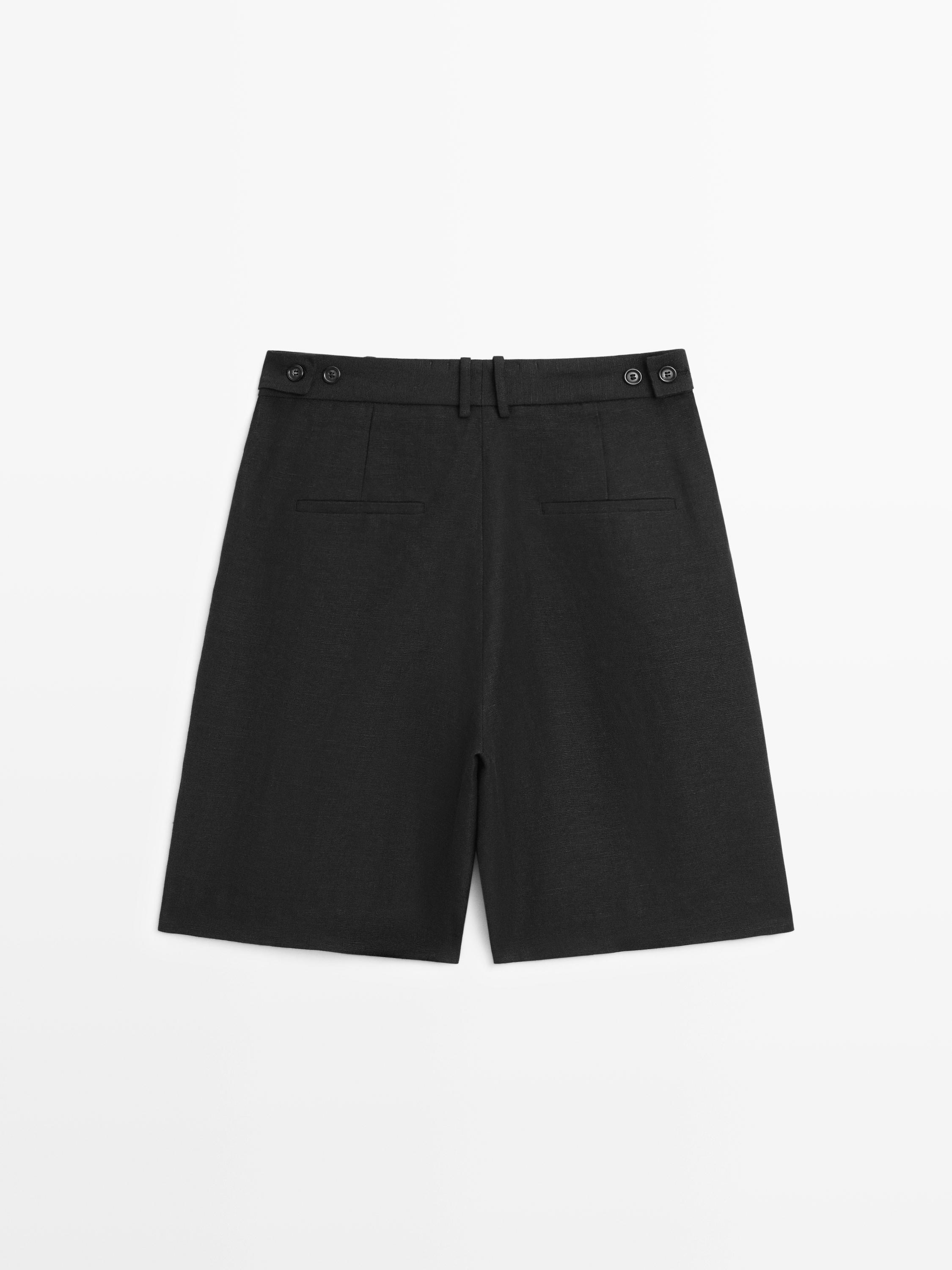 Long linen Bermuda shorts — BLACK