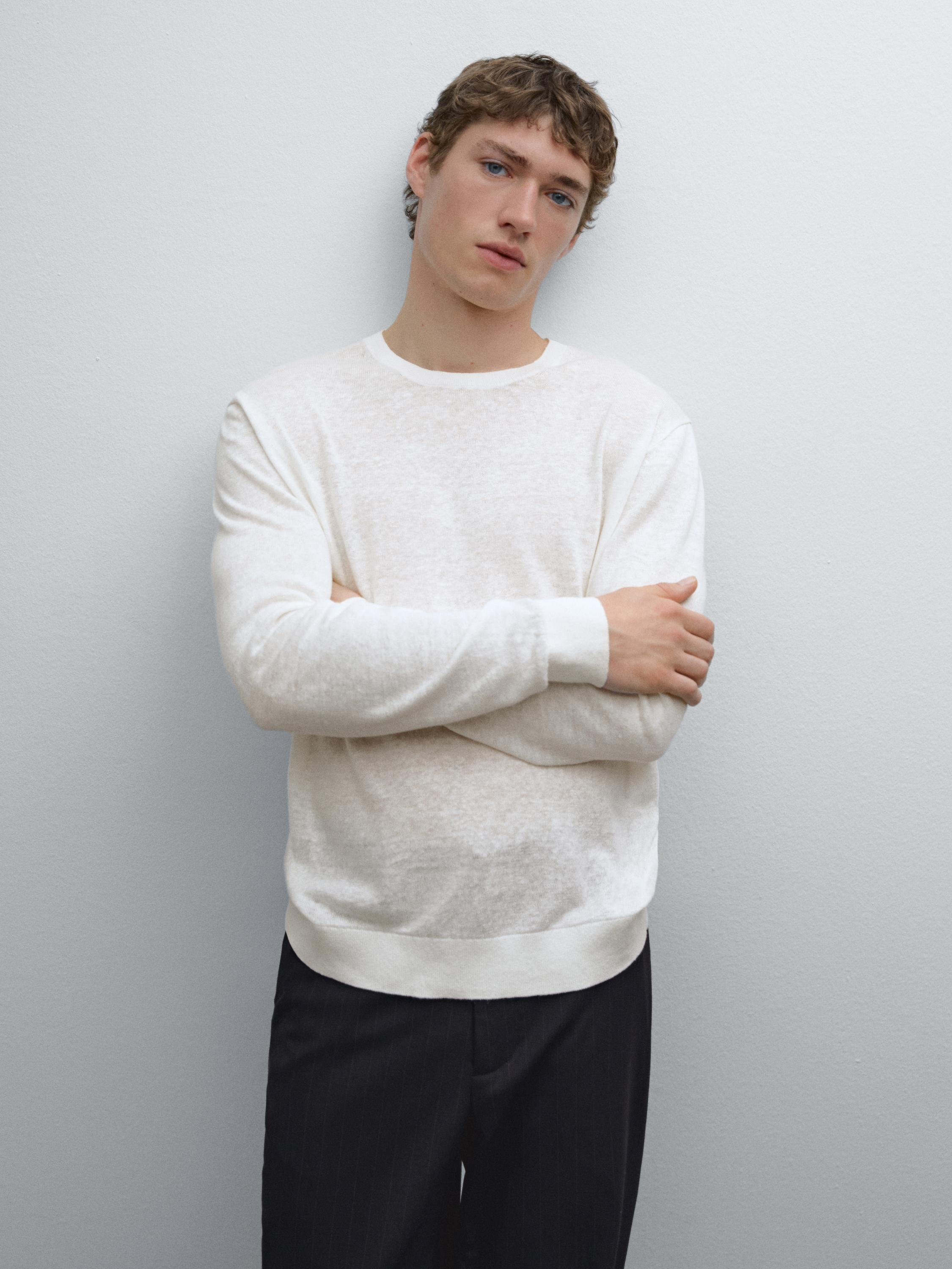 Pull léger en maille 100 % lin