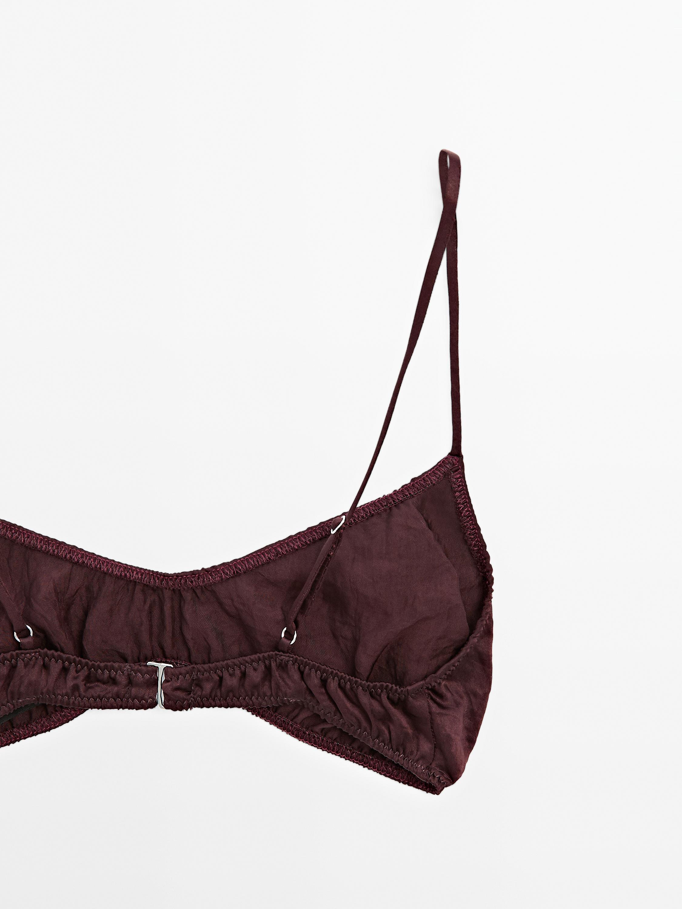 Gathered satin triangle bra - STUDIO