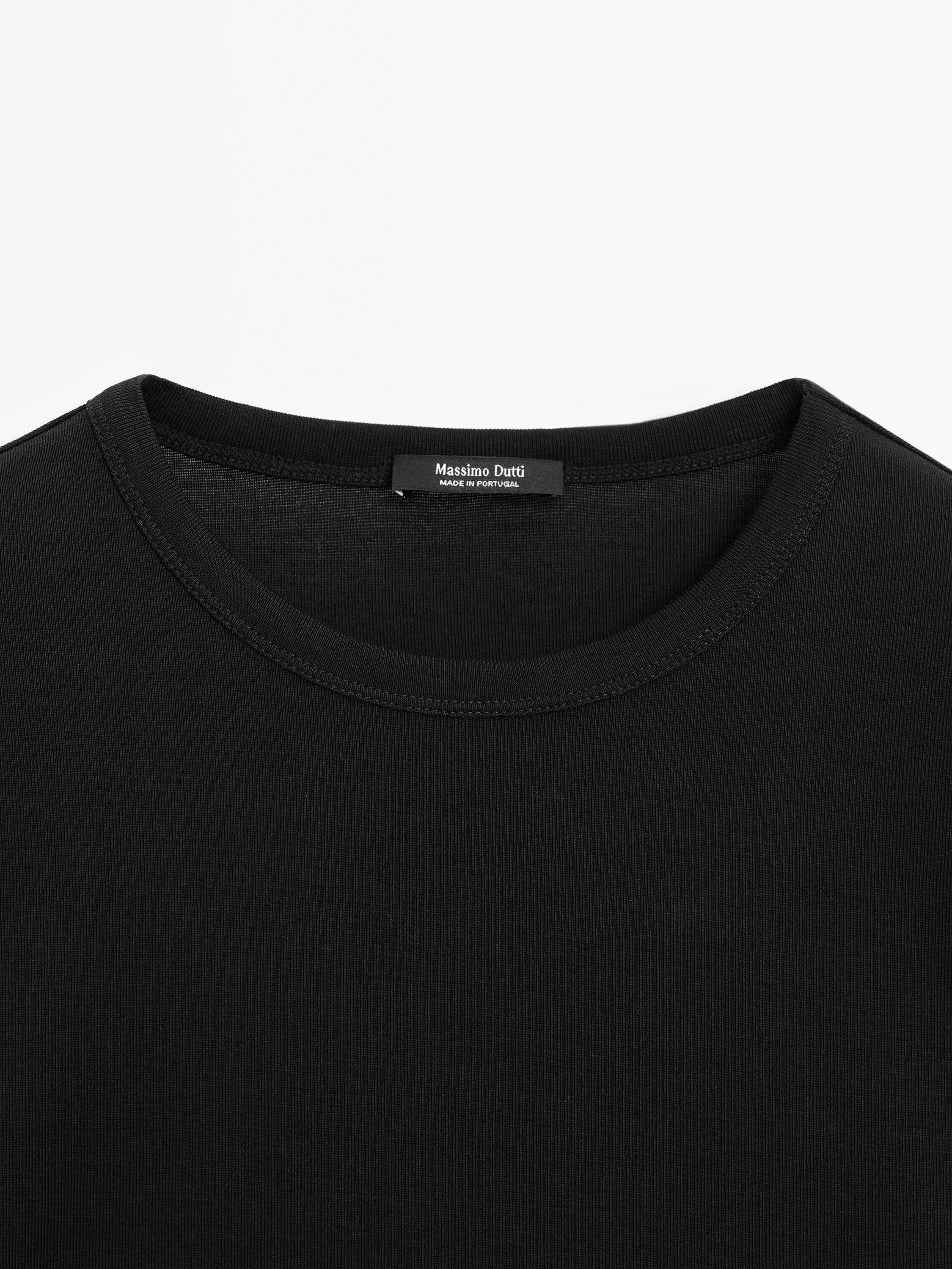100% mercerised cotton short sleeve T-shirt — BLACK