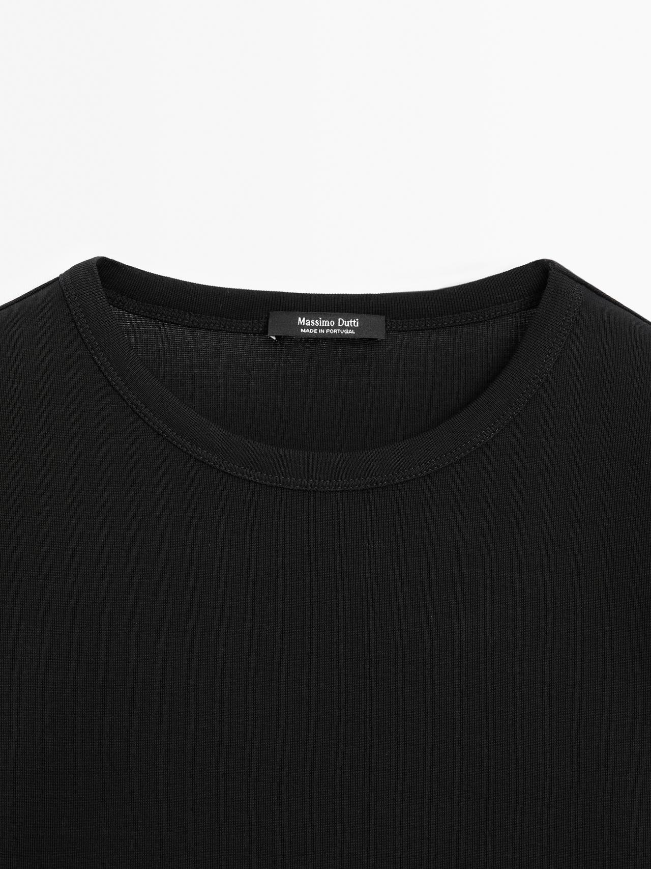 100% mercerised cotton short sleeve T-shirt — BLACK