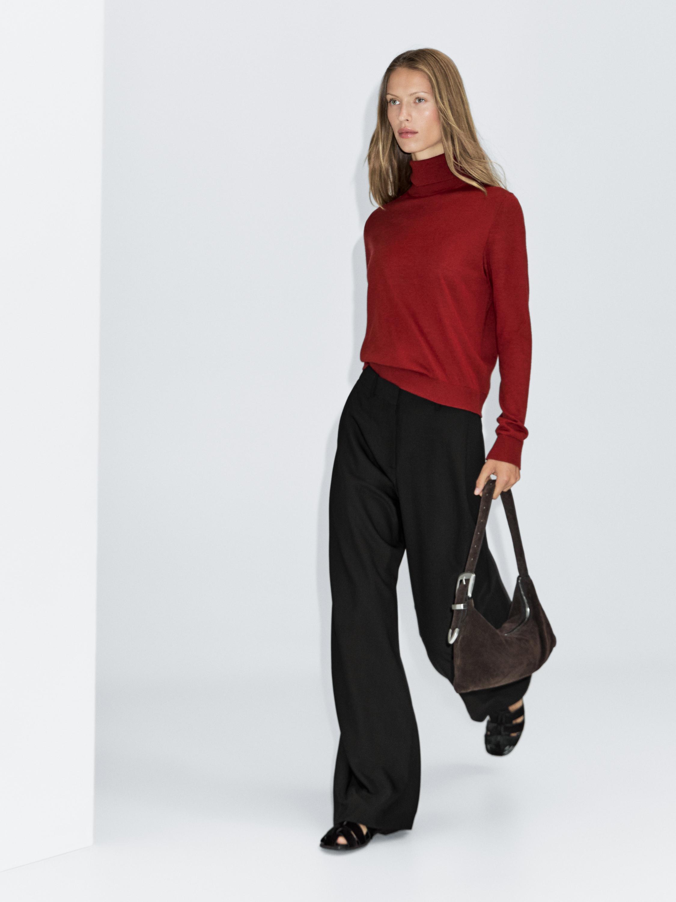 Darted wool blend trousers