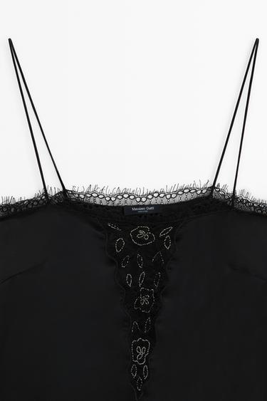 Thin-strap lace camisole — BLACK 9