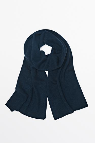 100% cashmere fine-knit scarf — NAVY BLUE 2