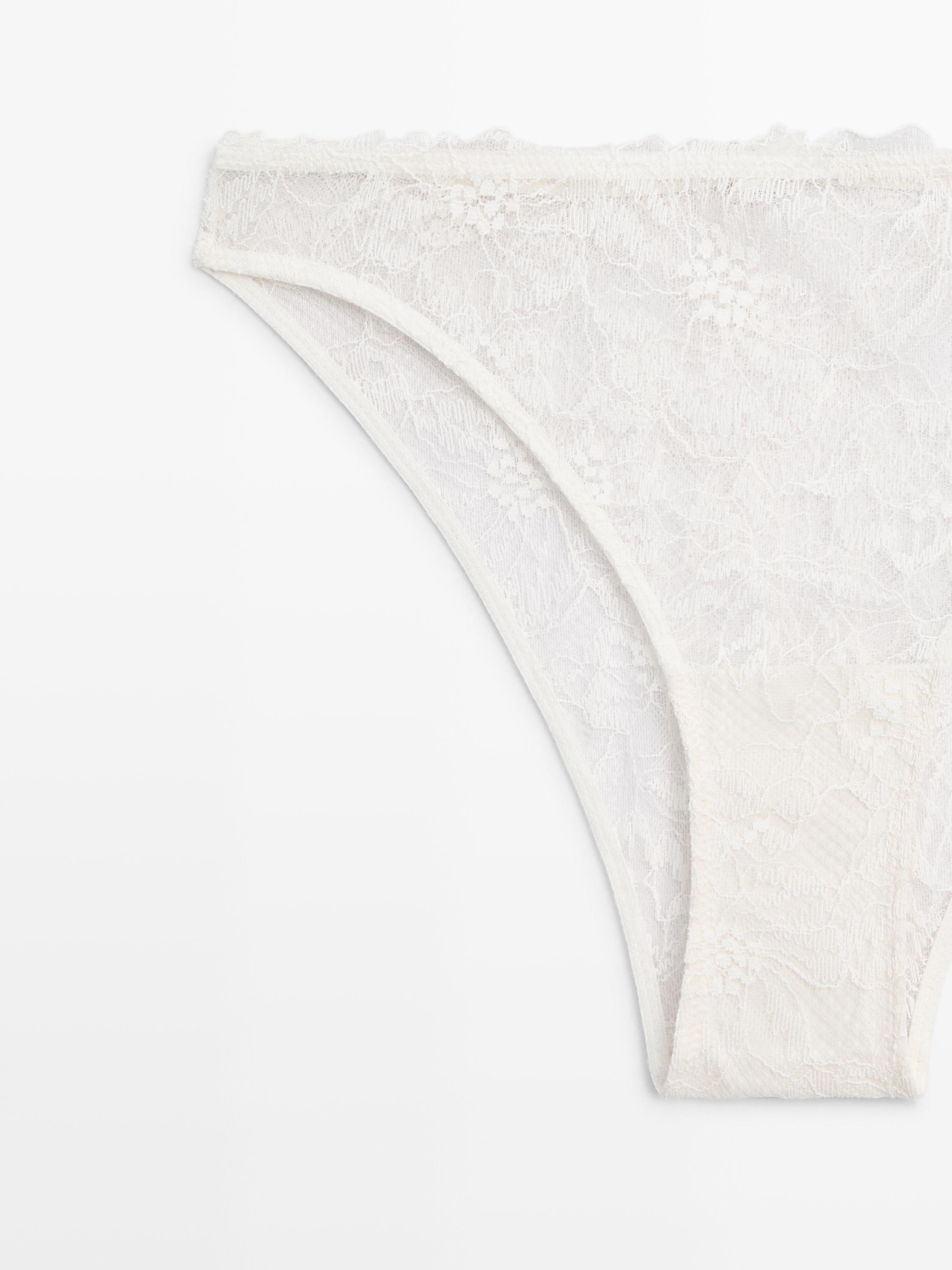 Scalloped lace briefs — CREAM