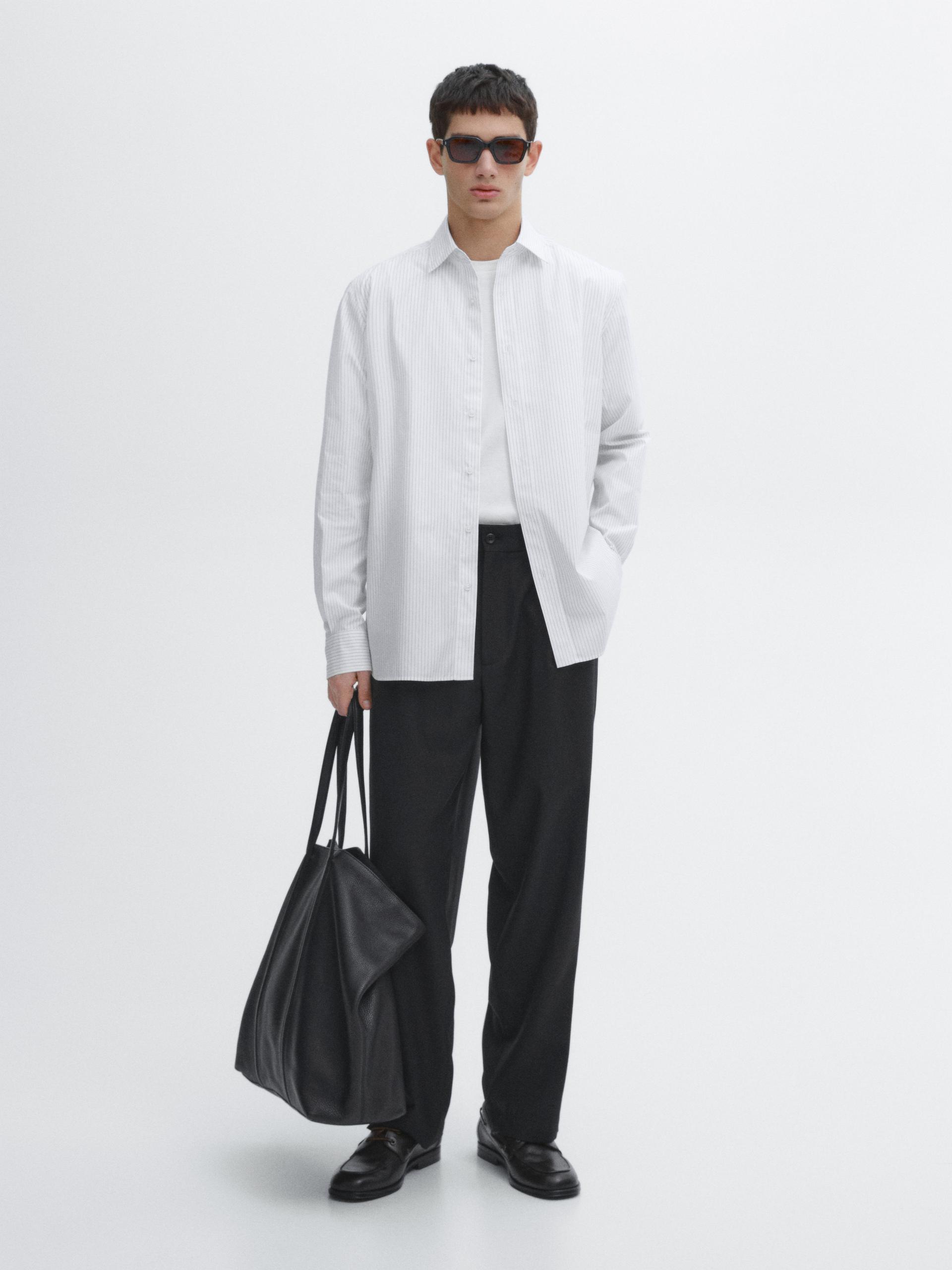 Chemise Regular Fit En Popeline 100 % Coton - Blanc - Xxl - Massimo Dutti - Homme