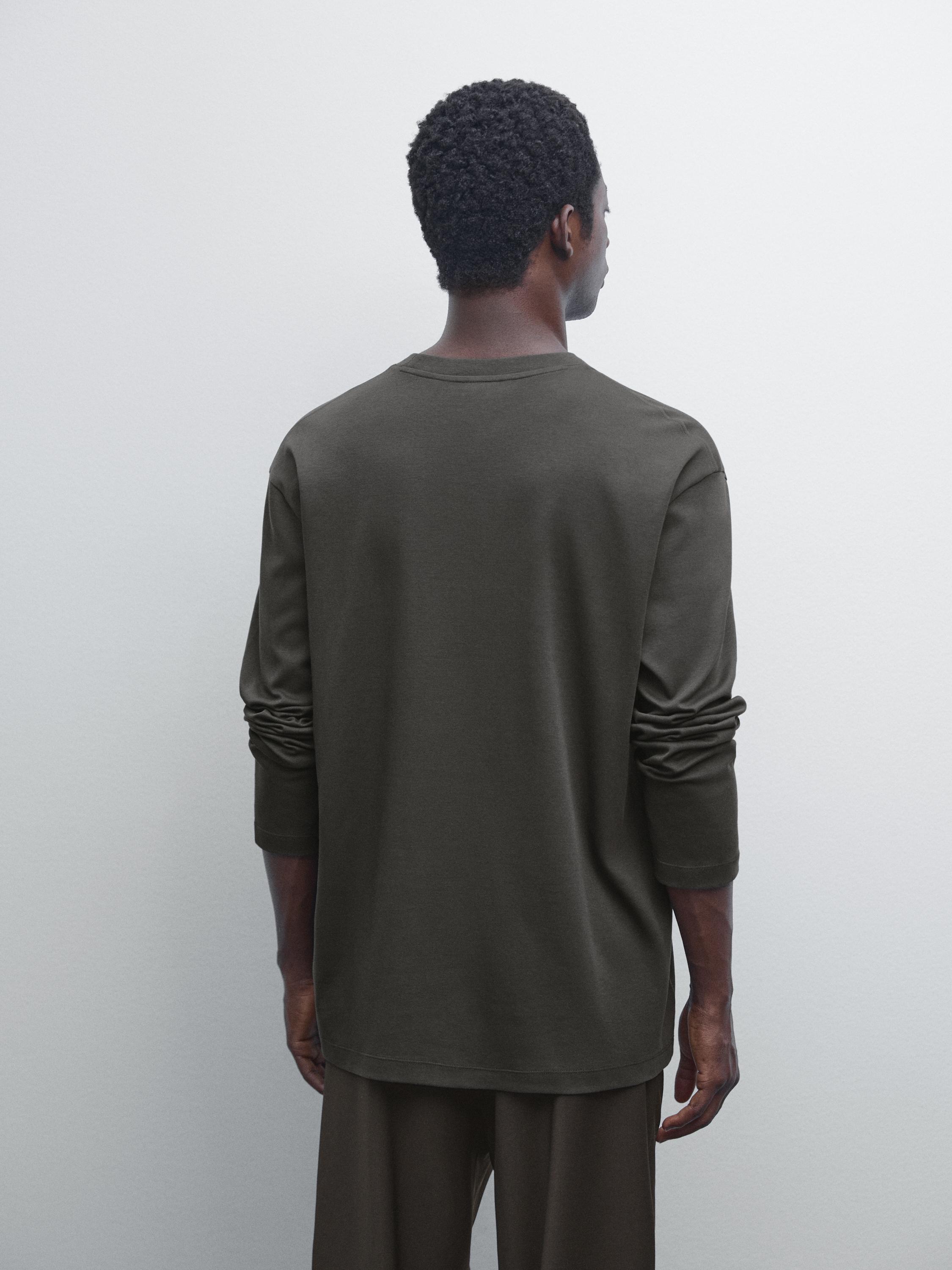 Long sleeve medium weight cotton T-shirt