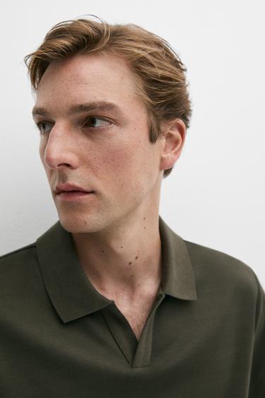 Short sleeve V-neck polo shirt — DARK GREEN 8