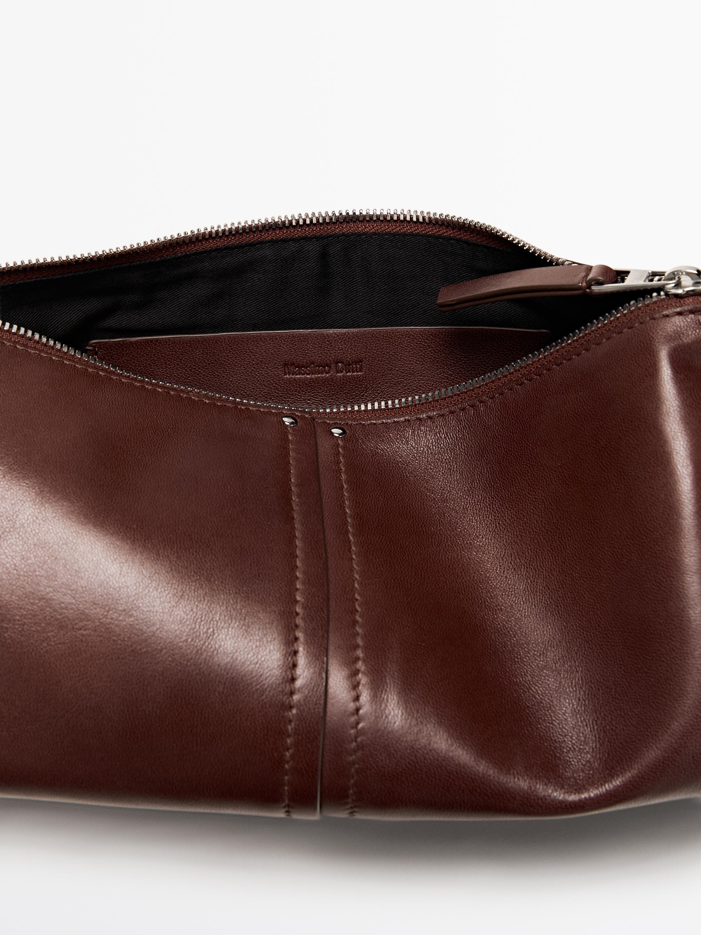 Nappa leather shoulder bag — BURGUNDY