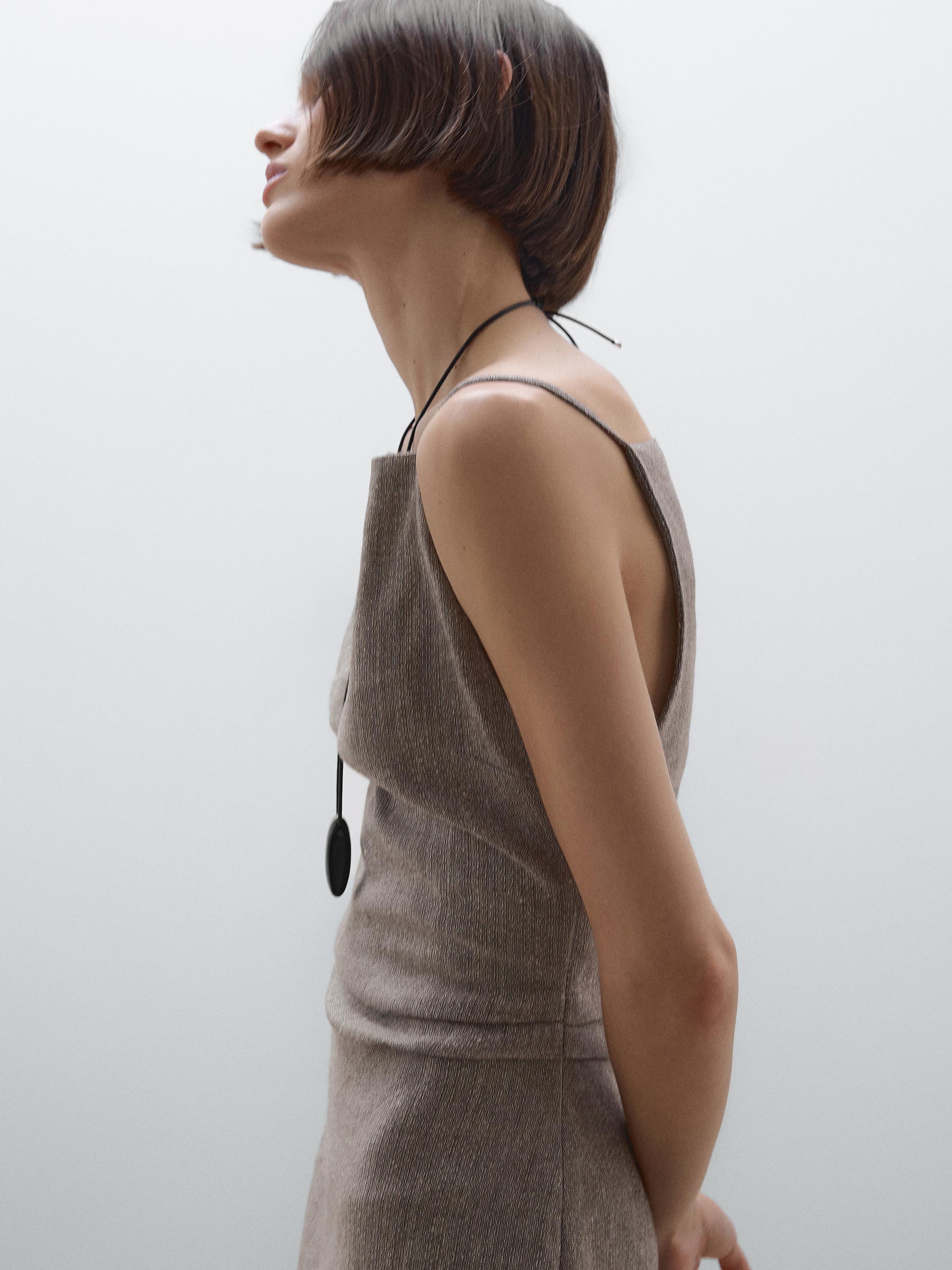 Long flowing linen blend dress