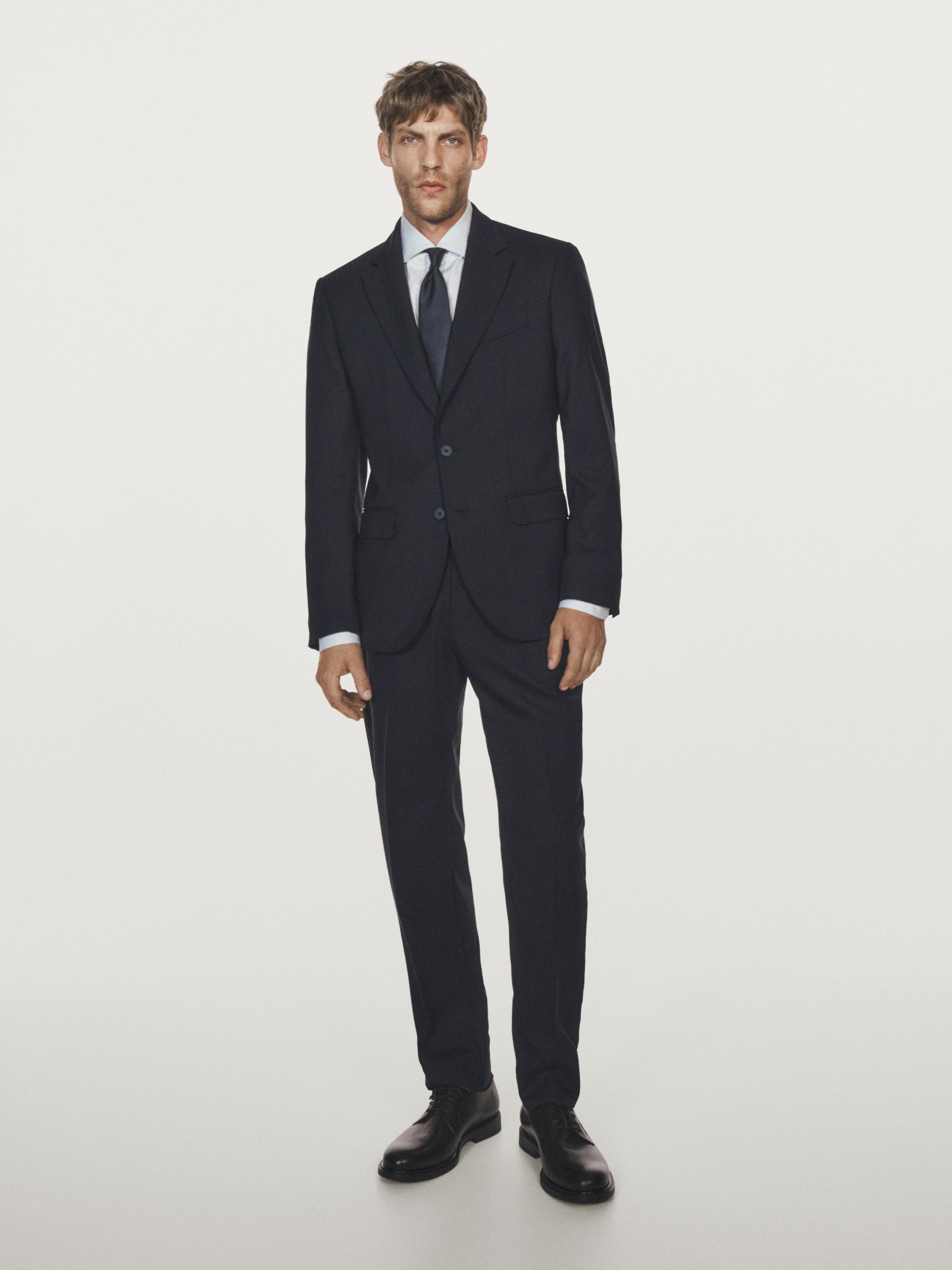 Wool blend suit trousers