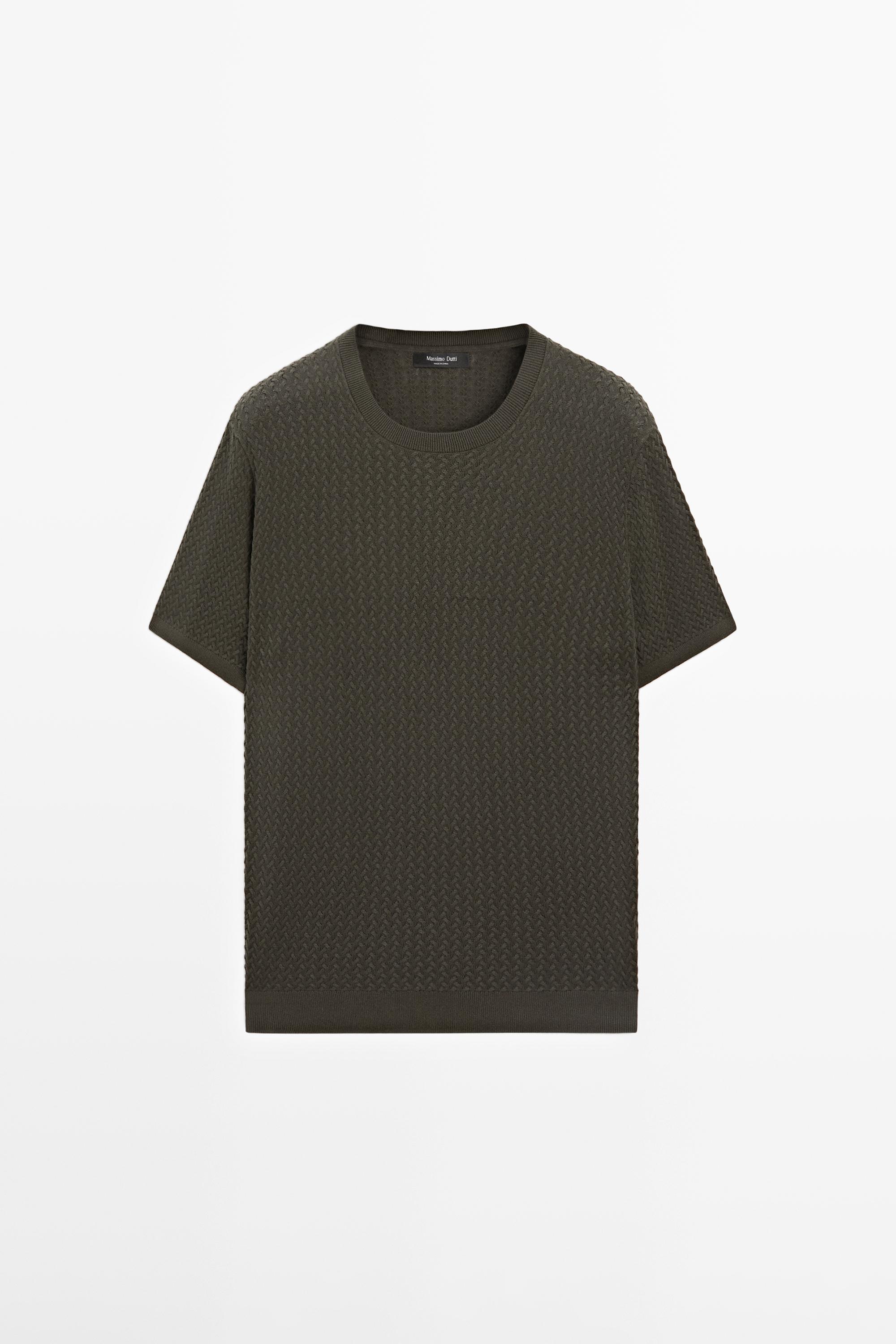Cotton cable-knit T-shirt