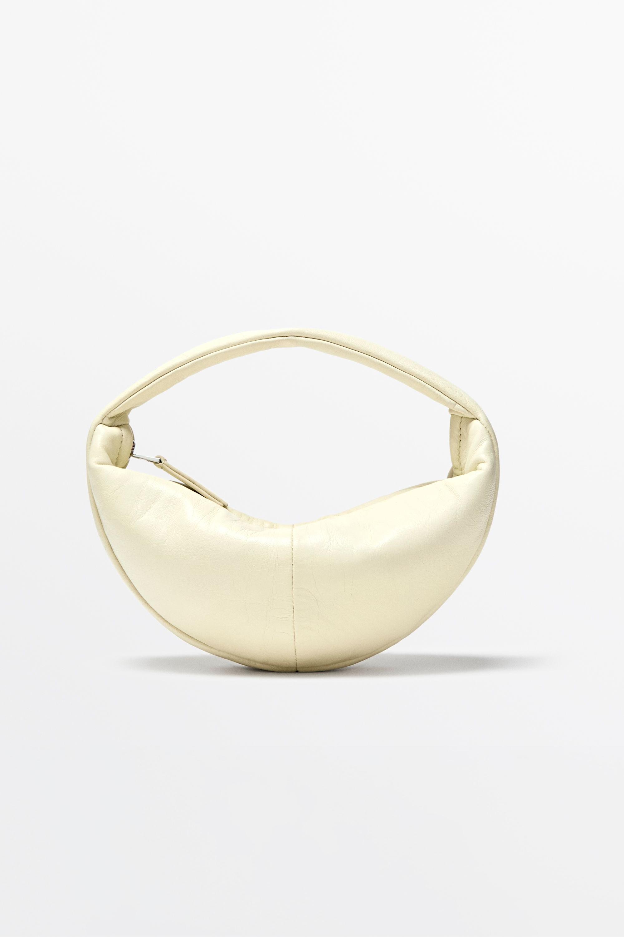Mini nappa leather half-moon bag — WHITE