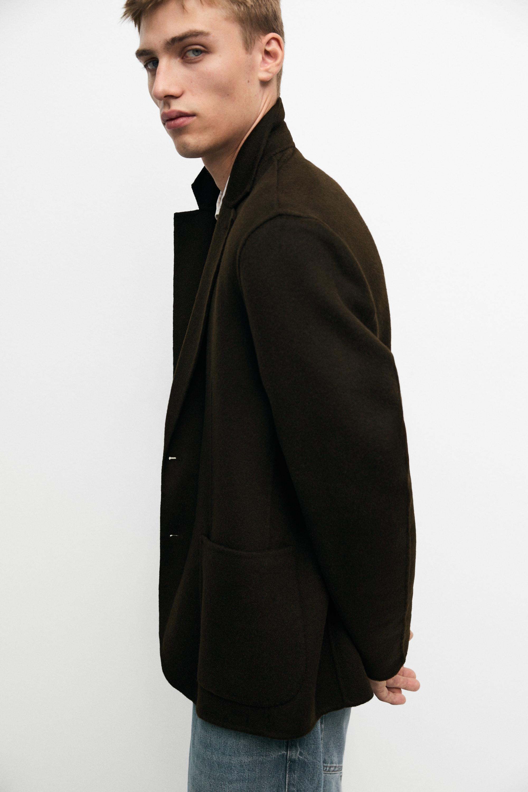 Double-layer wool blend blazer — Chocolate