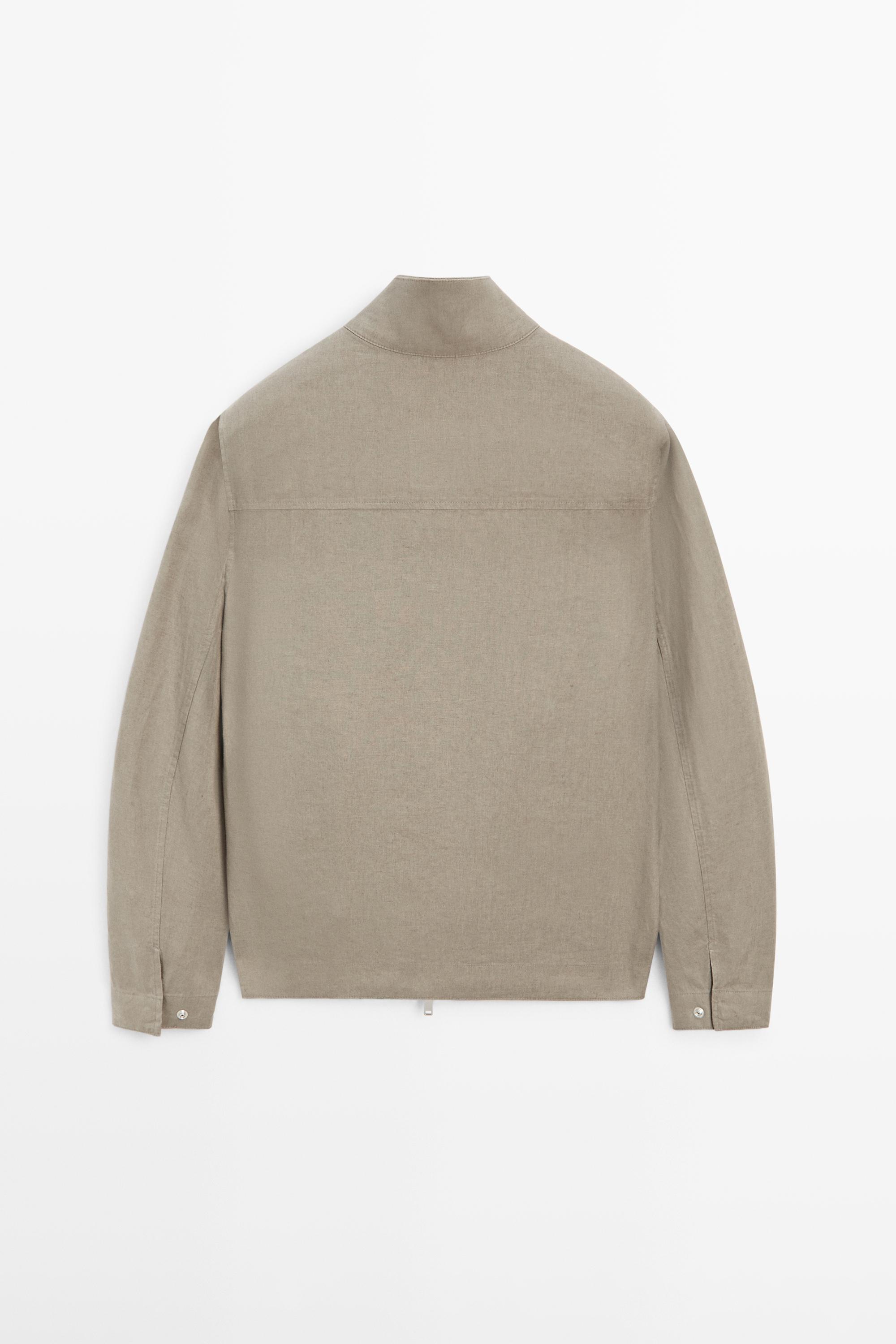 Linen bomber jacket — BEIGE