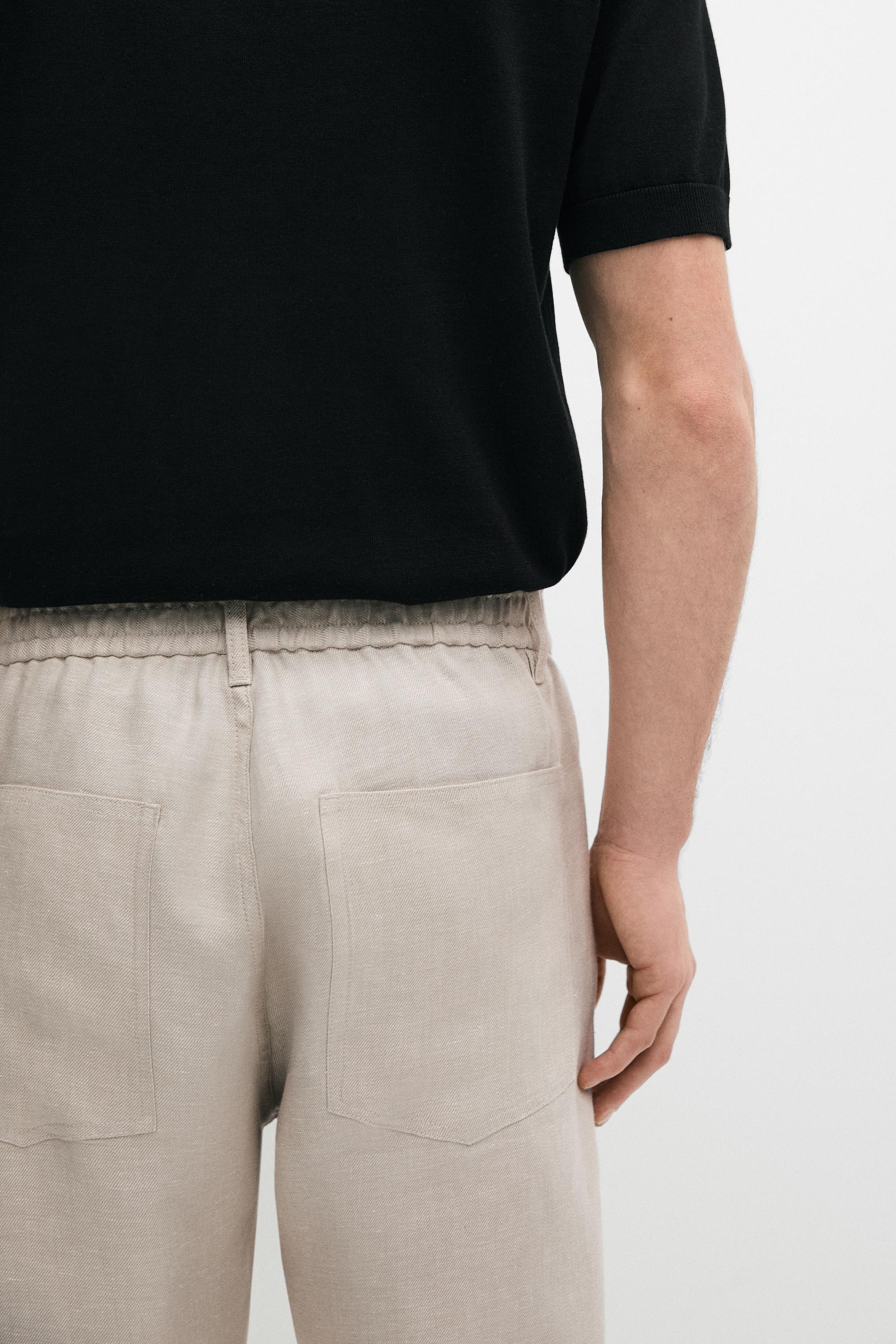 Wide-leg linen trousers — SAND